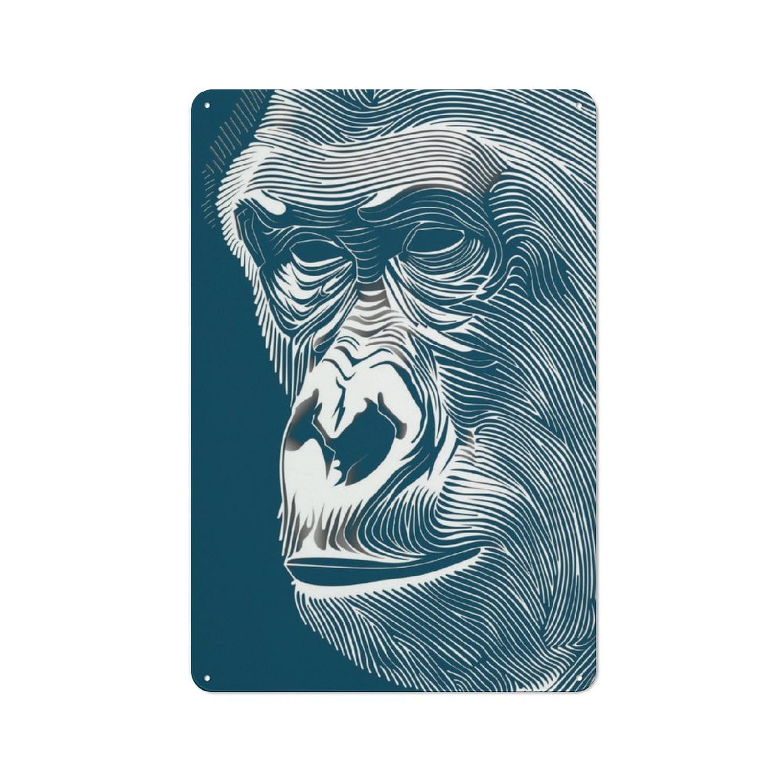 Junmoney Gorilla Metal Wall Sign 30X20cm Featuring For Garage Wall, For Themed Room Decoration, For Living Room And Hallway Decor