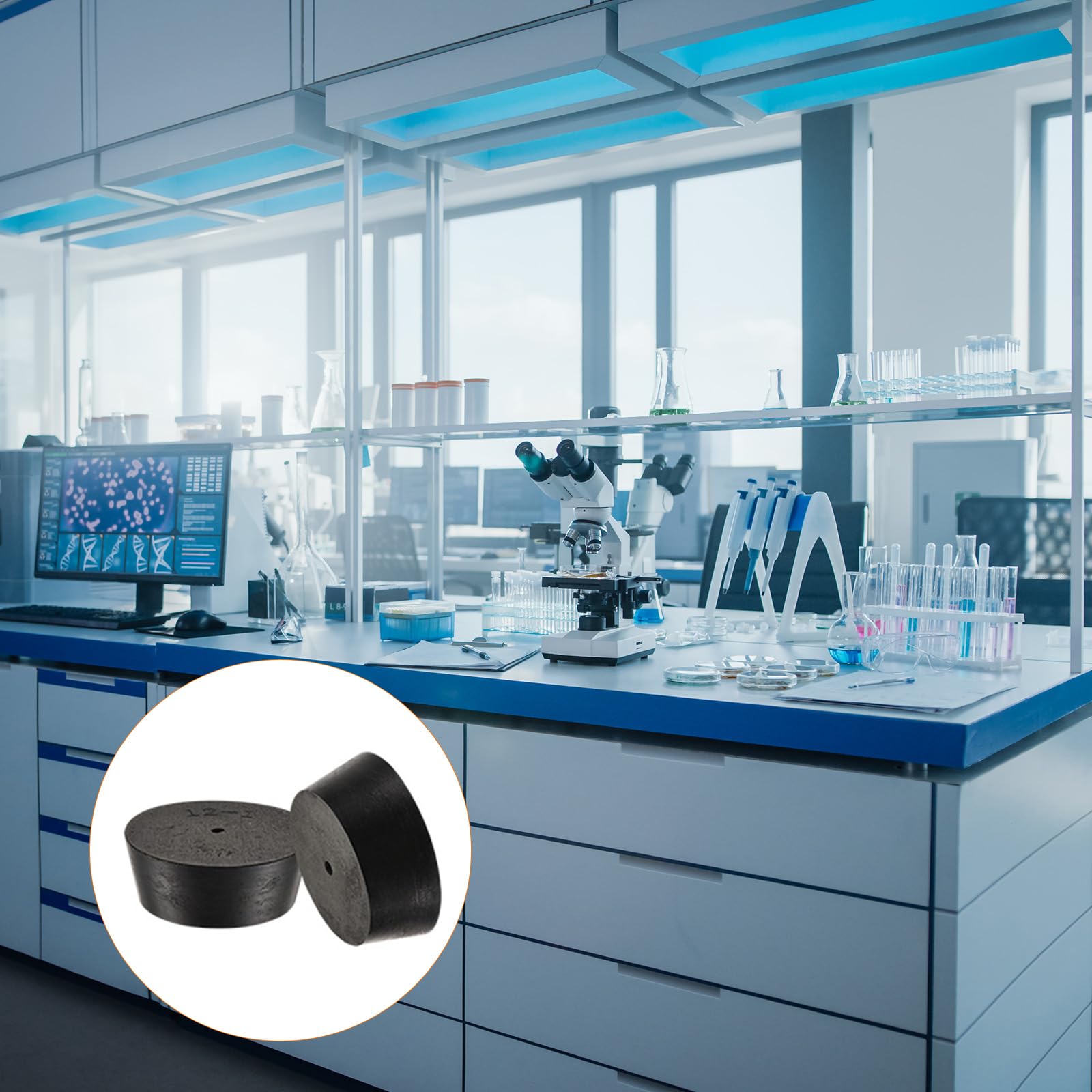 YOKIVE Rubber Stoppers with Hole, Tapered Plugs with High-temperature Resistance | Protect Hole, Great for Lab Industry (Black, 54mm to 64mm) - Image 4