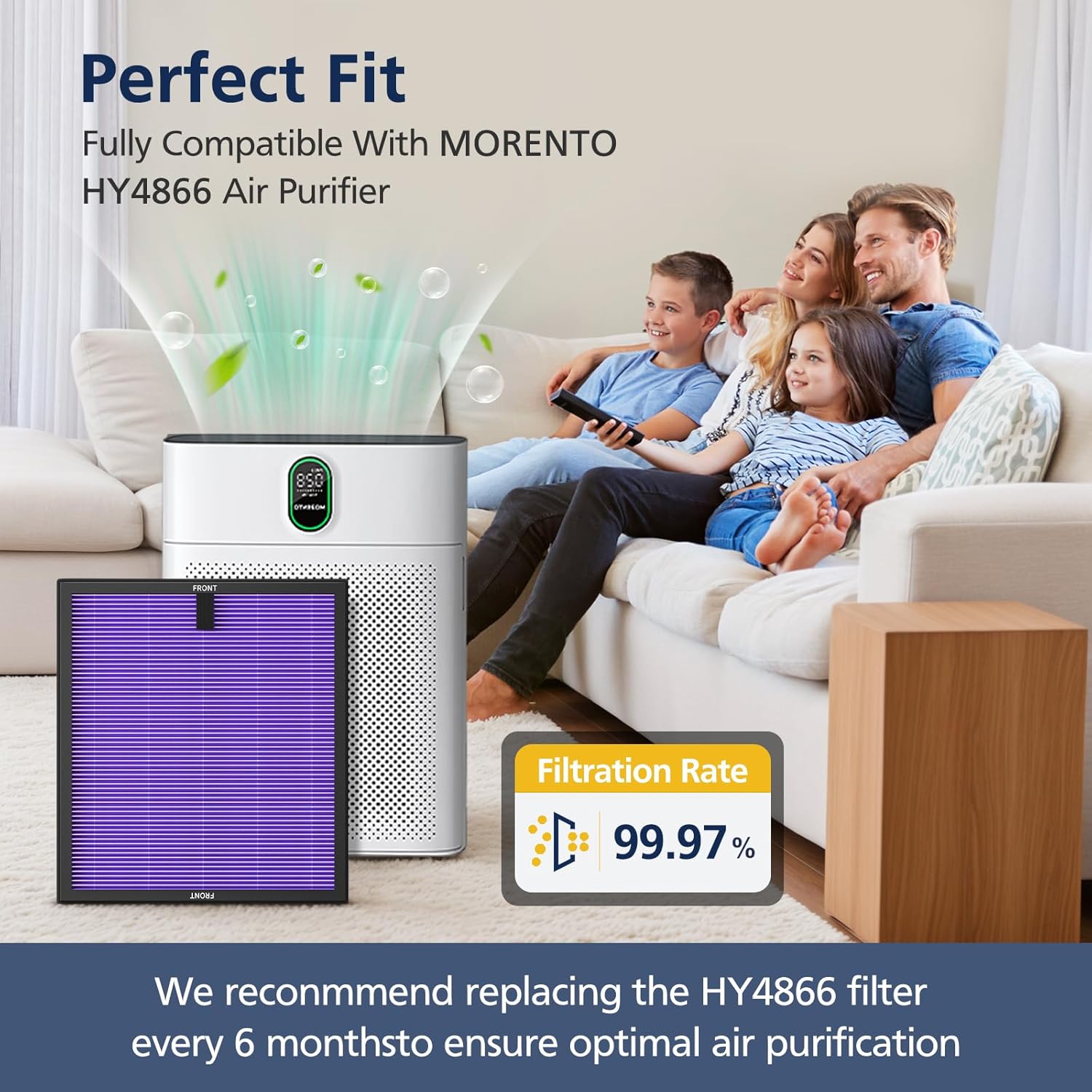 HY4866 Filters Compatible with MORENTO HY4866, WESTHEY HY4866, YIOU M1 Air Purifi-er, 3-in-1 Efficient Filter High-Efficiency Activated Carbon Filter, Multifunction Version