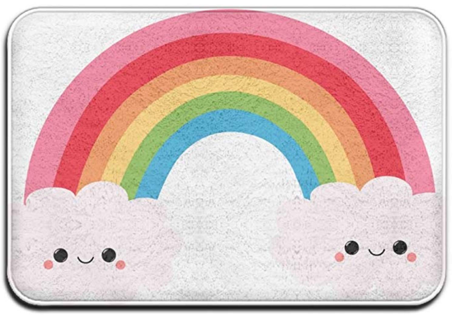 CYROZM Bathroom Rug Mat Contour Rug Toilet Floor Rug Flannel Bath Shower Mat Rainbow Cloud Square Carpet
