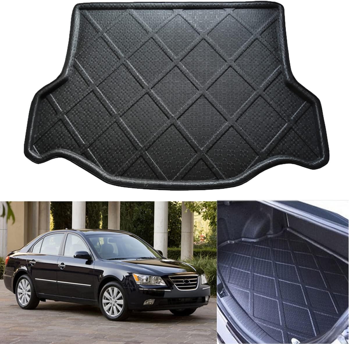 Car Mat Boot Pad Carpet Cargo Mat Trunk Liner Cargo Tray Floor Mat Compatible for Hyundai Sonata 2006 2007 2008 2009 2010