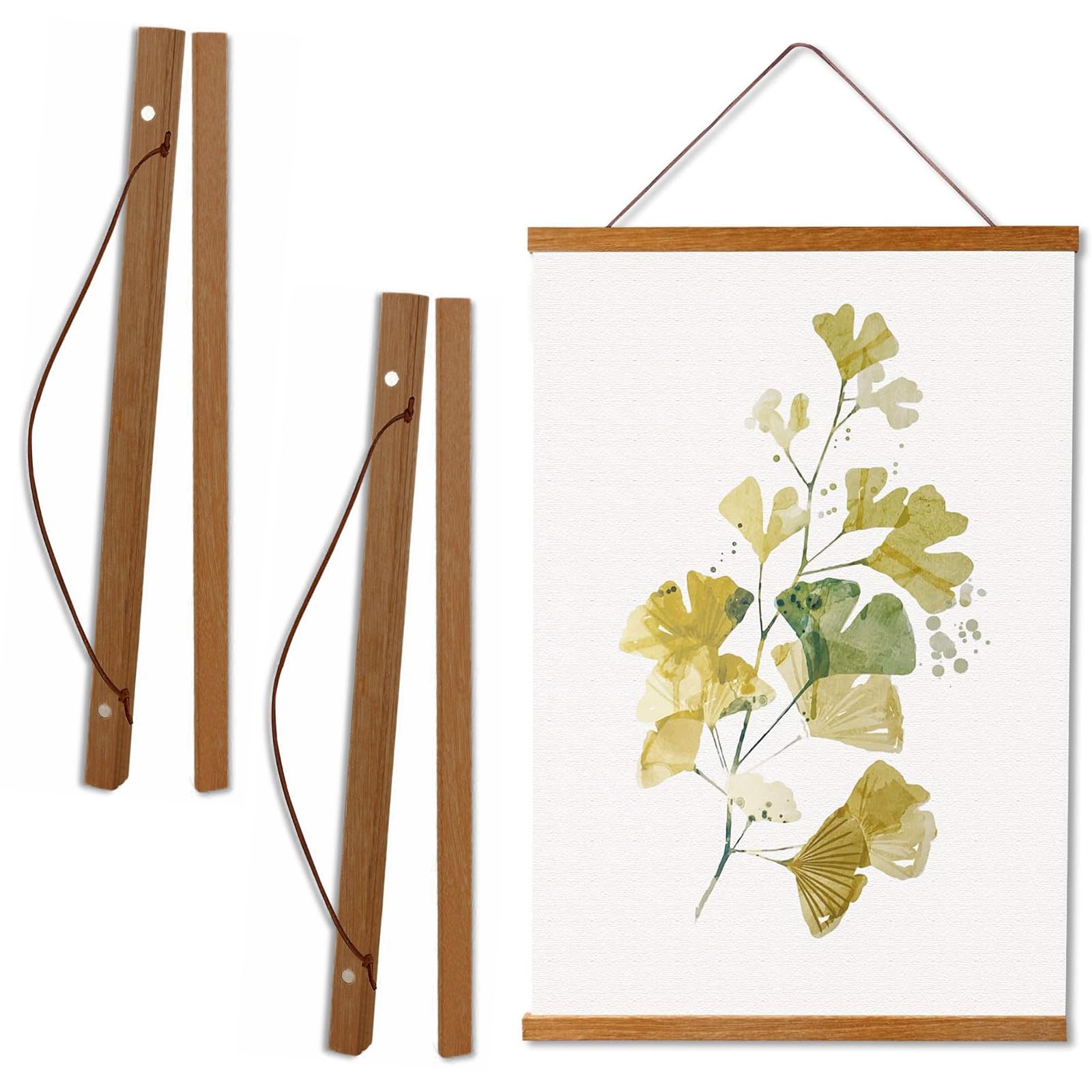 Barras Magnéticas de Madera para Poster A3 30x40cm, Colgador 31cm para Carteles y Fotos