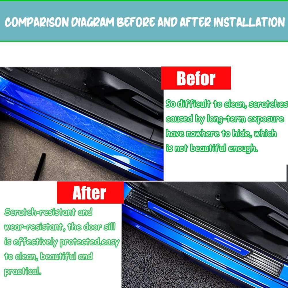 Xinrsheag Custom Interior Accessorie Car Out Door Sill Protector Entry Guard Hood Scuff Plates Stainless Steel ScratchResistance 4 pieces/set(black) for Honda 11th Civic generation 2022 2023