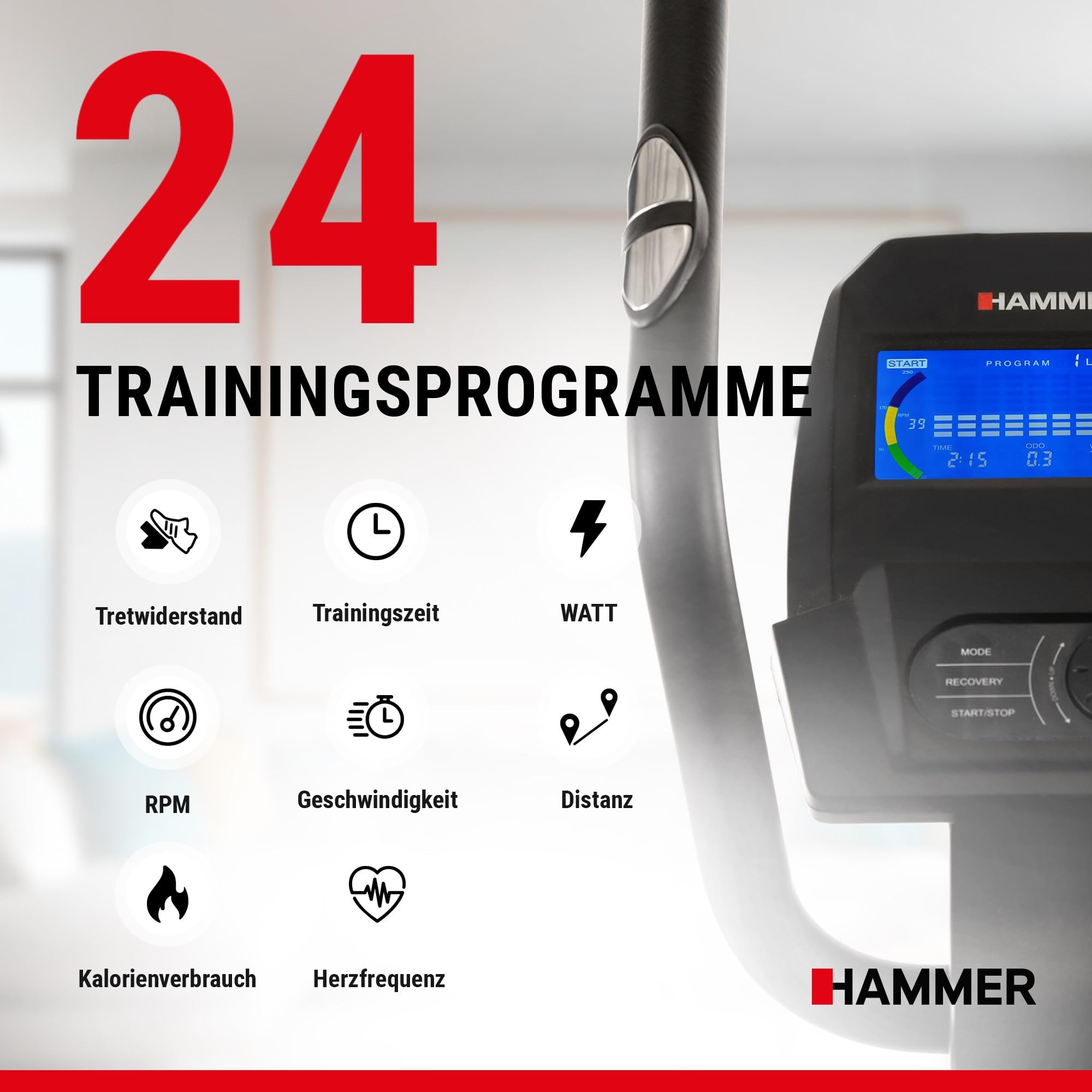 HAMMER Crosstrainer Crossfly BT, 24 Programme, Zwift & Kinomap kompatibel