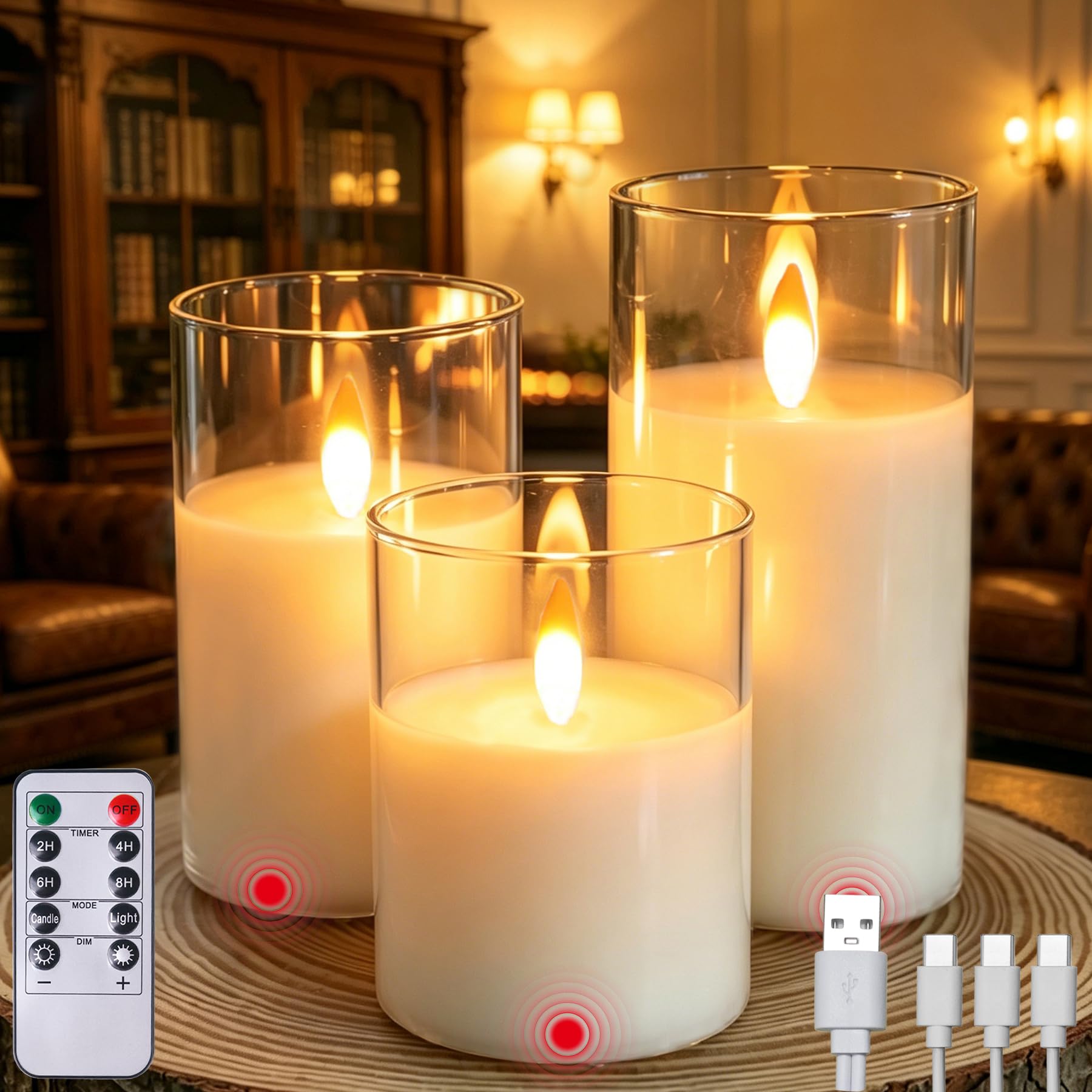 Two Months Rechargeable Motion Sensor Flameless Candle, Auto Switch On/Off