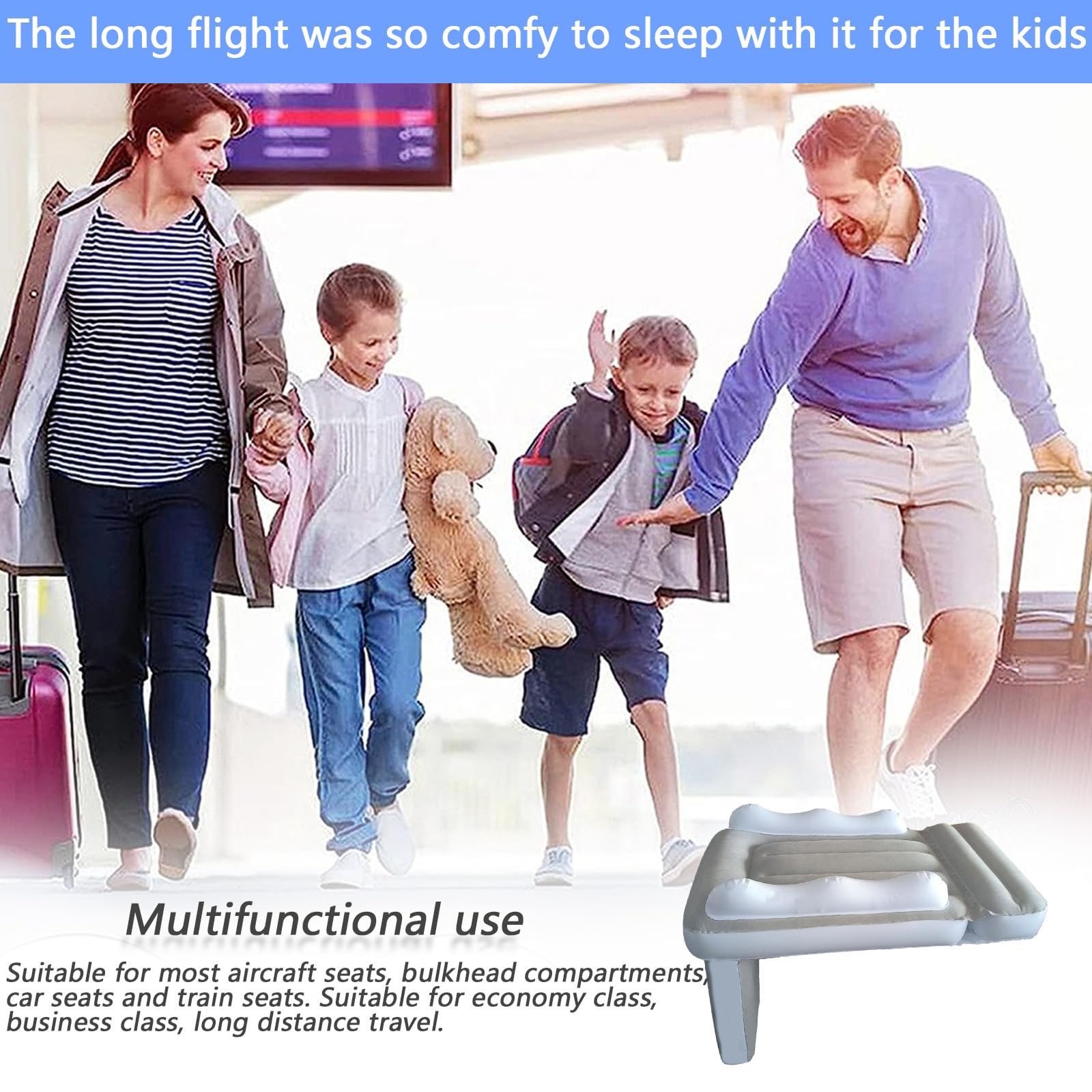 Aufblasbares Flugzeugbett für Kleinkind, tragbare Reisebett Kinderluftbett