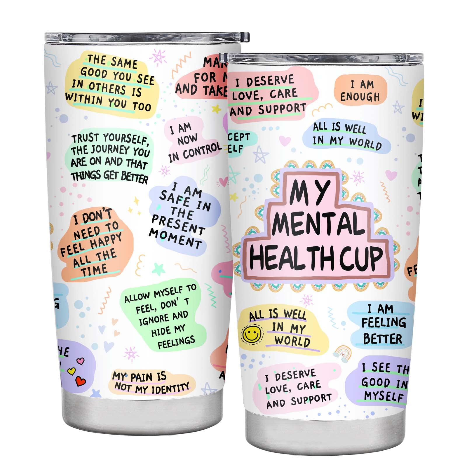 Mental Health Gifts Tumbler,Mental Health Awareness,Positive Thinking Daily Affirmation,Positive Quotes Mental Health Matters,My Mental Health Cup,Coffee Tumbler 20oz