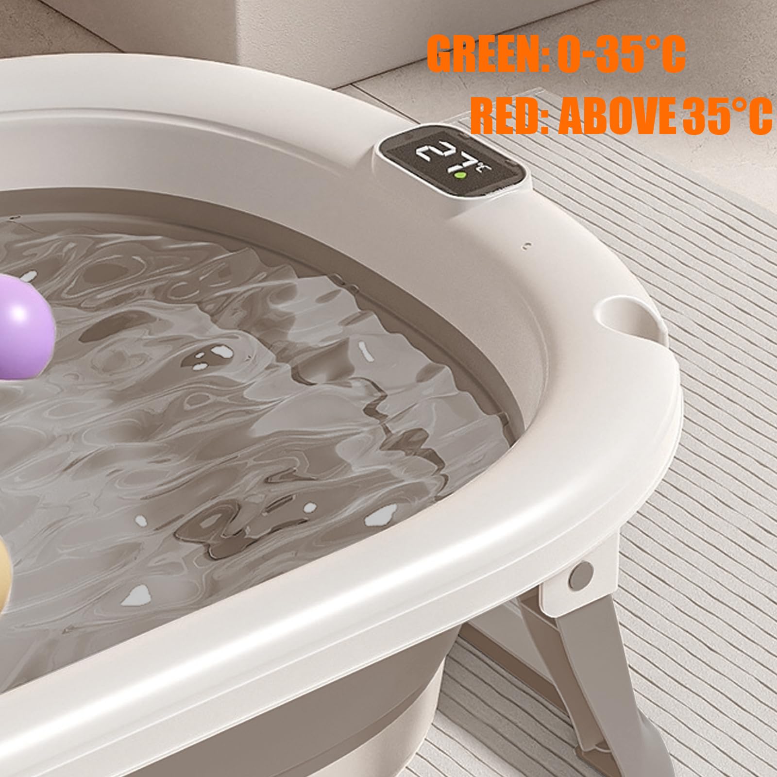 Baignoire Enfants Pliable XXL avec Transat de Bain et Thermomètre Intégré Baignoire Sur Pied Cadeau Naissance