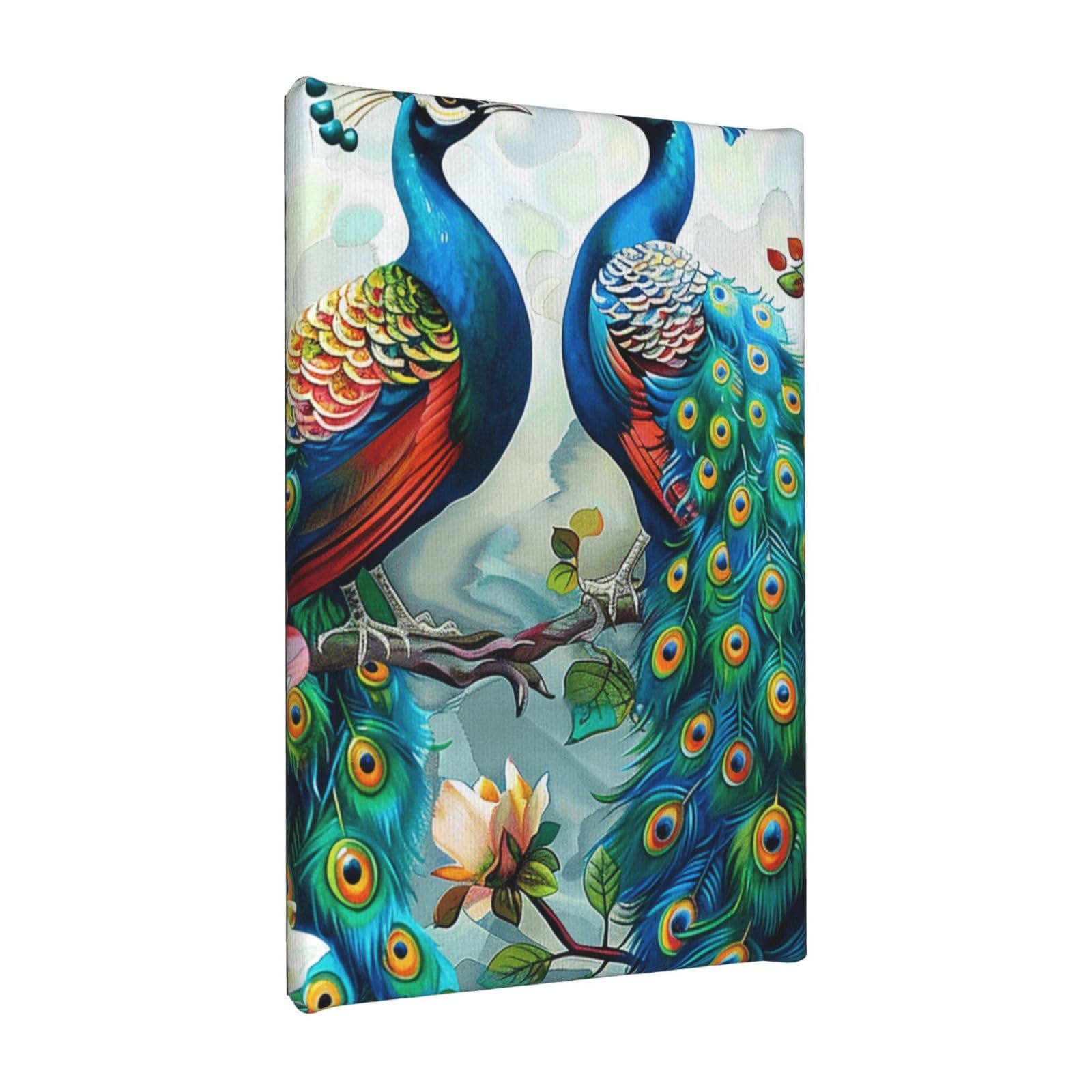 YKLJG Beautiful Peacock Flowers Printed Wall Art Canvas Painting 20x30 CM Wooden Framed Picture Painting Artwork Prints for Bedroom Kitchen Home Office Decor