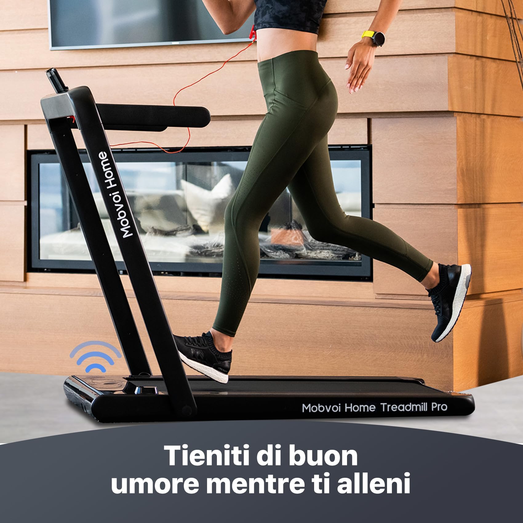 Mobvoi Home Tapis Roulant AI Intelligente 3 in 1 per casa e ufficio Supporto per Tapis Roulant per Tazza Telefono Laptop Ampia Area di Corsa Display a LED TicSports Zwift Kinomap APP 12km/h 120kg