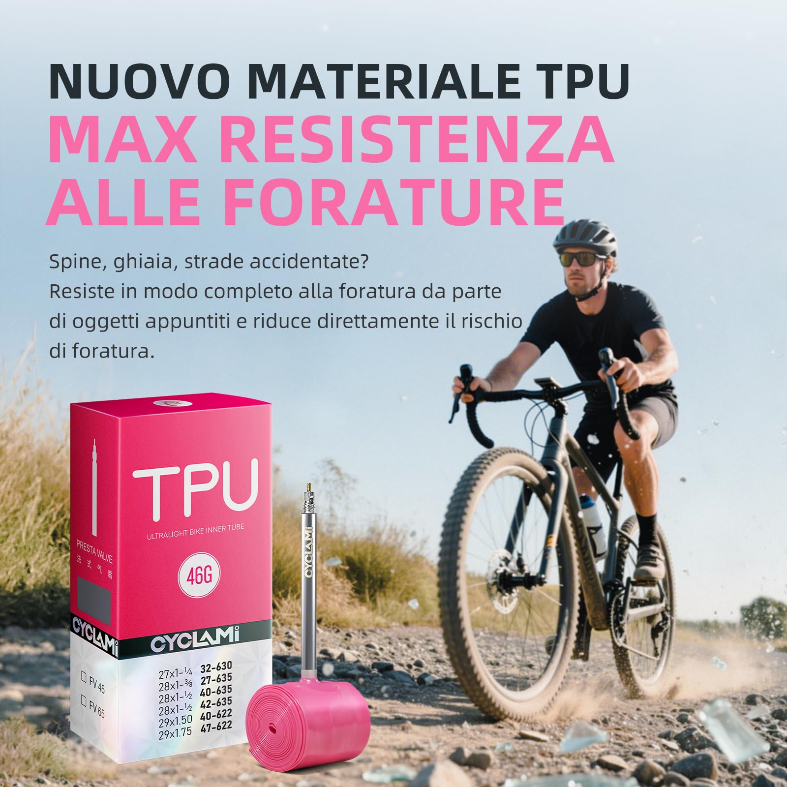 Lot de 2 chambres à air en TPU ultra léger 700 x 32–47C pour vélo de 28" avec valve Presta en métal 45 mm I VTT 29" I TPU vélo de route 28" (avec levier de pneu multifonction)