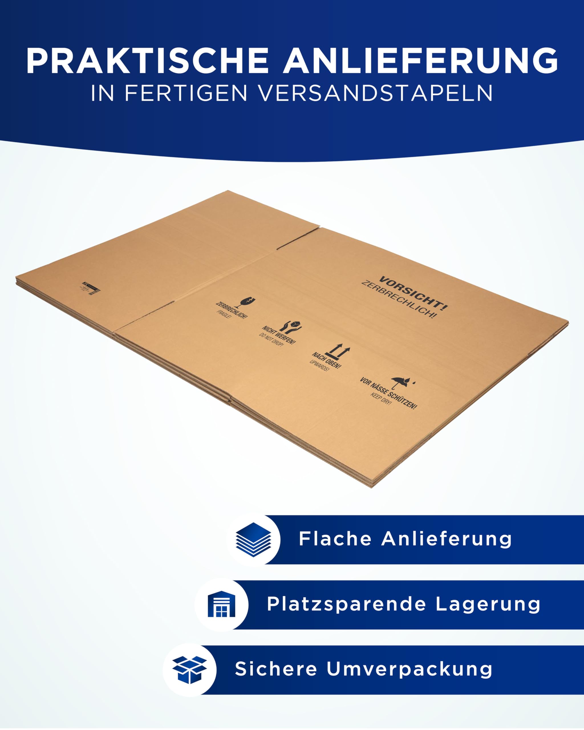 KK Verpackungen Versandkartons 1200 x 600 x 600 mm Braun 2-wellig (Innenmaß 1186 x 586 x 575 mm) | 150 Stück, Große Faltkartons Kartons geeignet für Versand als DHL Paket (KK01)