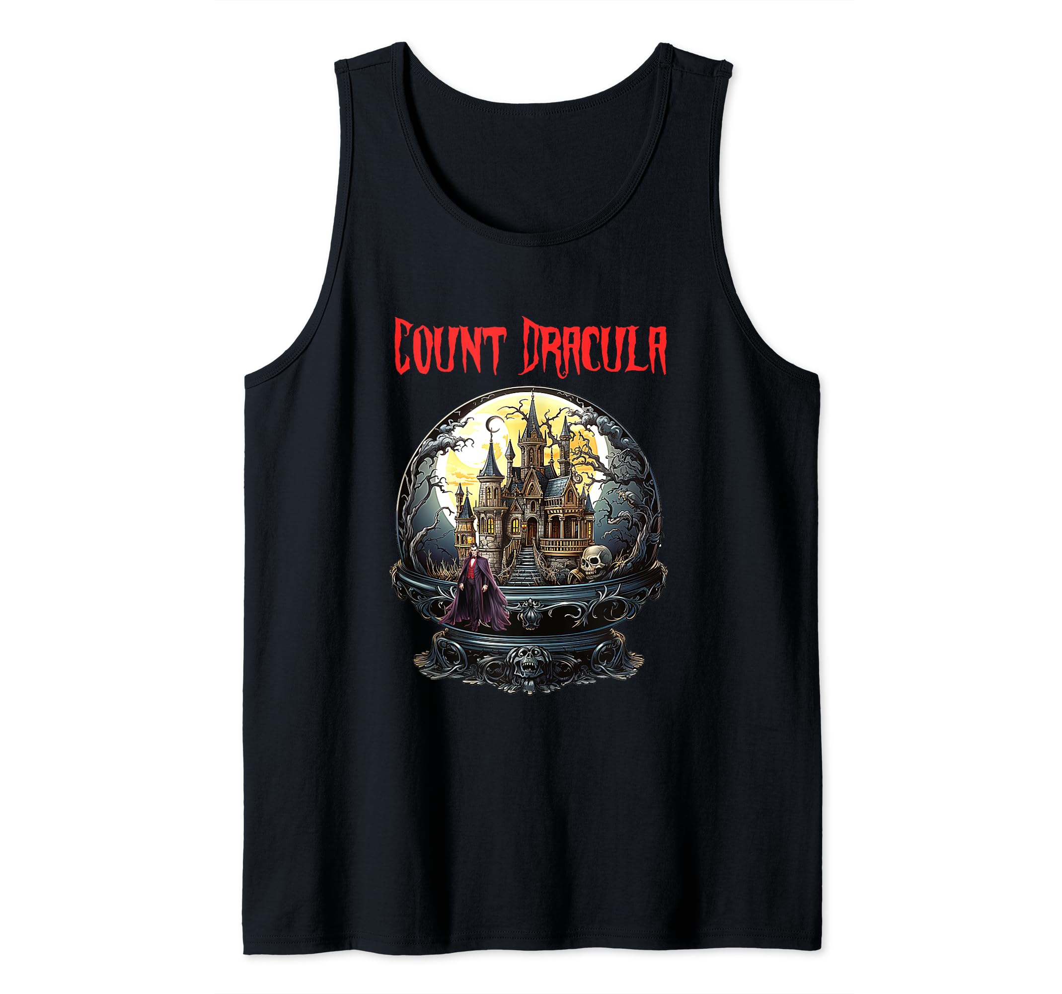 Halloween Count Dracula Castle Glass Ball Tank Top