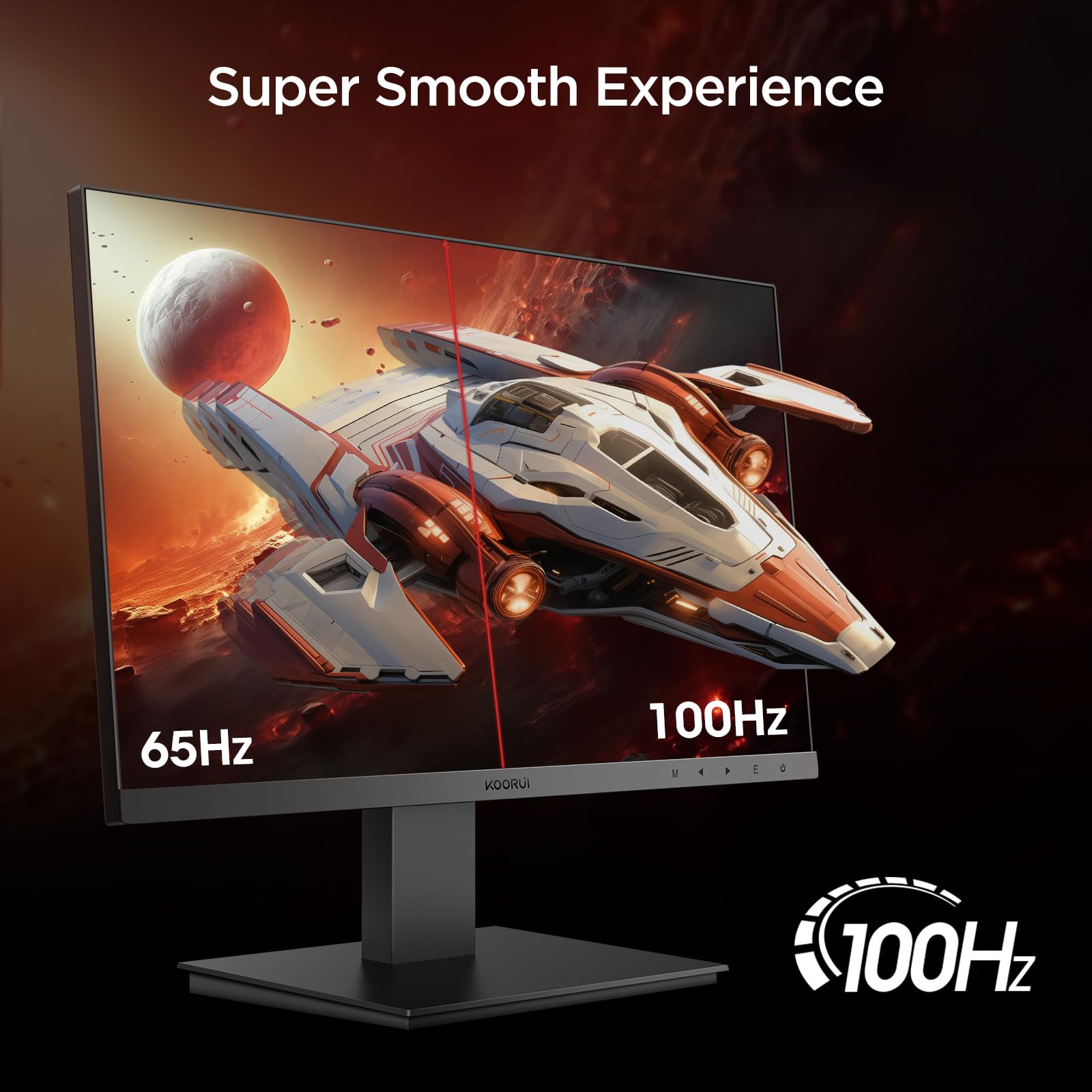 KOORUI Monitor 27-calowy FHD, monitor komputerowy (1080P, 100 Hz, HDMI + VGA, 99% SRGB, reakcja 4 ms, pielęgnacja oczu), praktycznie bez obramowania monitor