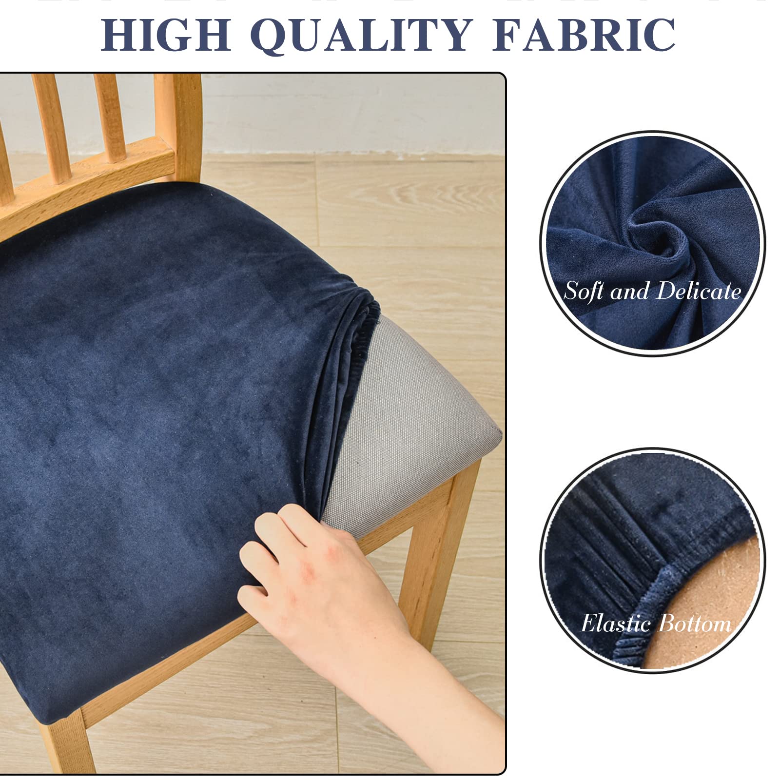 Fundas elásticas de terciopelo para sillas, protectores universales antideslizantes para asientos de comedor para el hogar y el hotel, fundas duraderas y lavables