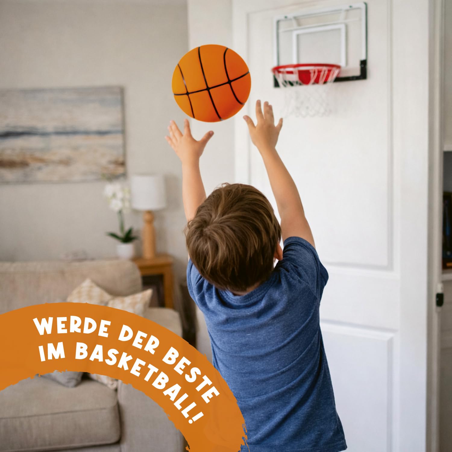 AirSlam® Schaumstoff-Basketball 24 cm | Indoor-Spielzeug für Kinder | Geräuschlos | Lautloser Basketball | Waschbares, langlebiges und Robustes Spielzeug | OriginalCorner® | Basketballspiel für Kinder, kein Lärm. Waschbares, langlebiges und strapazierfähi
