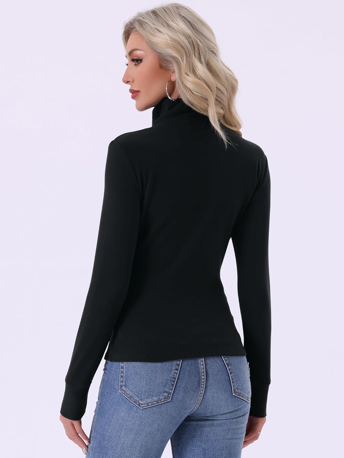 cheibear Womens Turtleneck Tops Mock Turtle Long Sleeve Shirts Fall Winter Warm Undershirt Thermal Top Basic Layer - Image 4