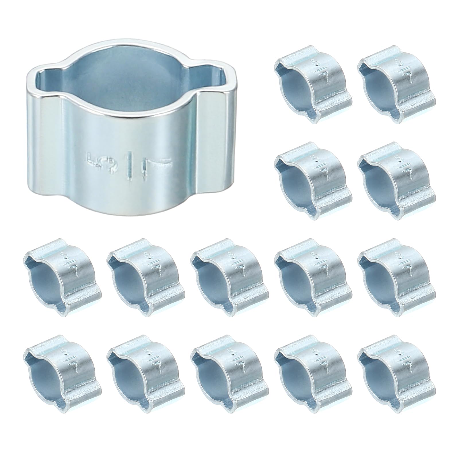 PATIKIL 24 Pcs Double Ear Hose Clamp, 5-7mm Zinc Plated Steel O Clip Crimp Rings, Pipe Clamps for Fuel Petrol Pipe Tube Fitting Connections