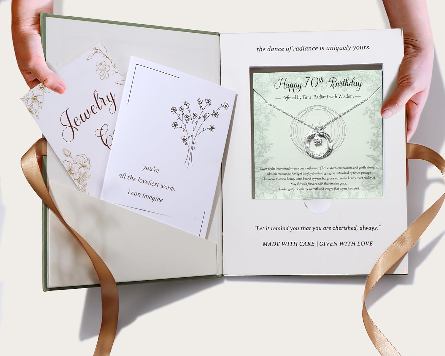 Krfy Birthday Gifts for Women Unique 925 Sterling Silver Necklace with Pearl 1ct Moissanite 30/40/50/60/70/80/90th Birthday Present for Mom Turning 30 40 50 60 70 80 90 Years Old Birthday Card for Her - Image 2