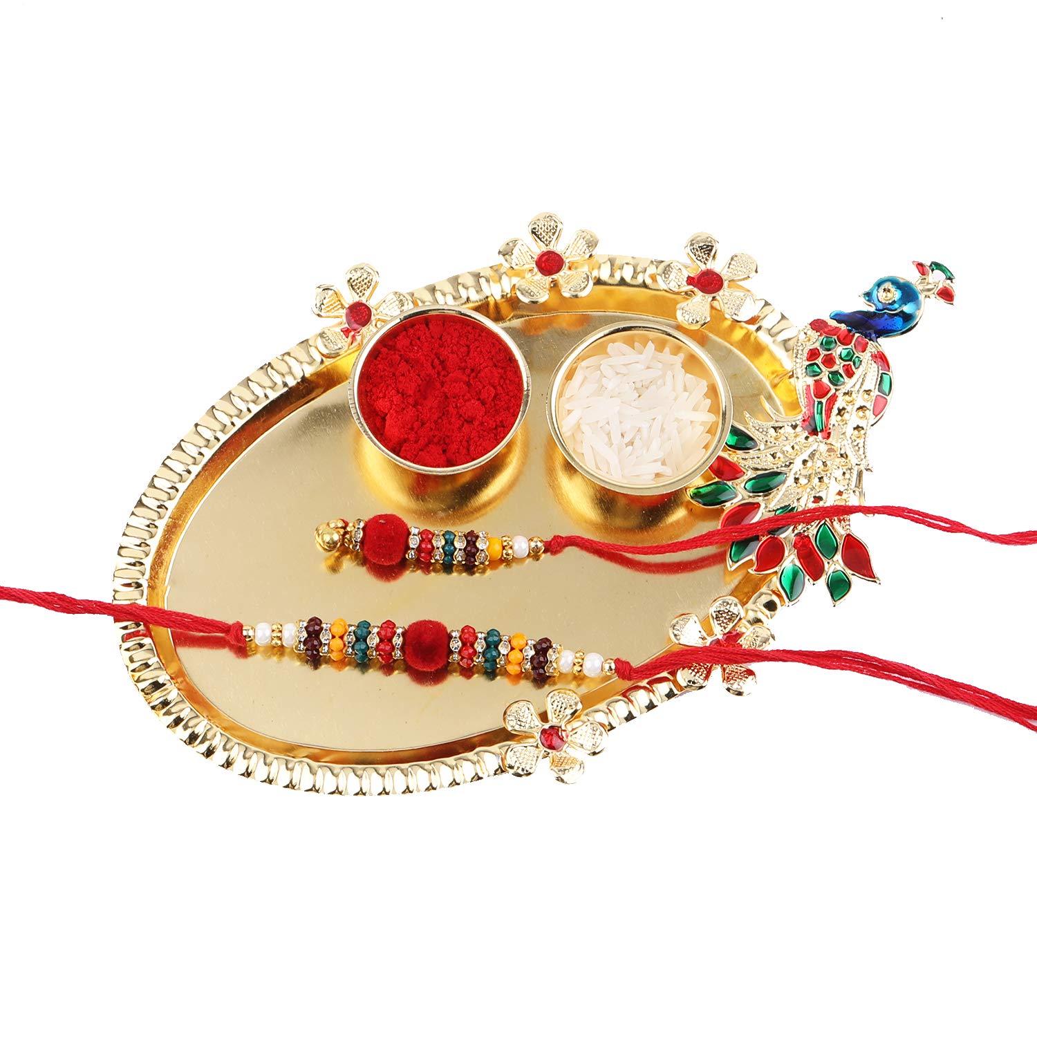 Paola Classic Bhaiya Bhabhi Rakhi With Roli Chawal And 1 Greeting Card 1 Kankawati Pooja Thali (Red) (B09B3Q819V) Amazon Price History, Amazon Price Tracker