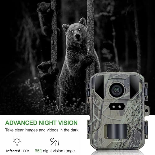 Miniatura 4 de Mini cámara de rastro 24MP 1080P cámara de juego con visión nocturna 0.2s gatillo movimiento activado, IP66 impermeable cámara de caza 2.0 pulgadas