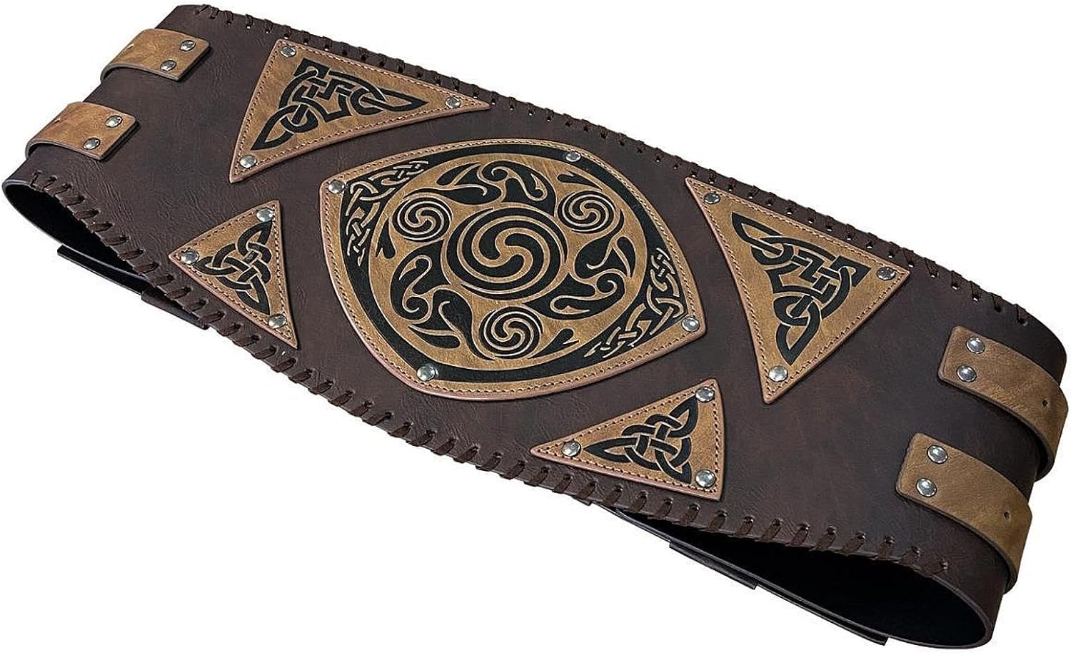Medieval Wide Belt Retro Design Embossed Middle Ages Adjustable Faux Leather