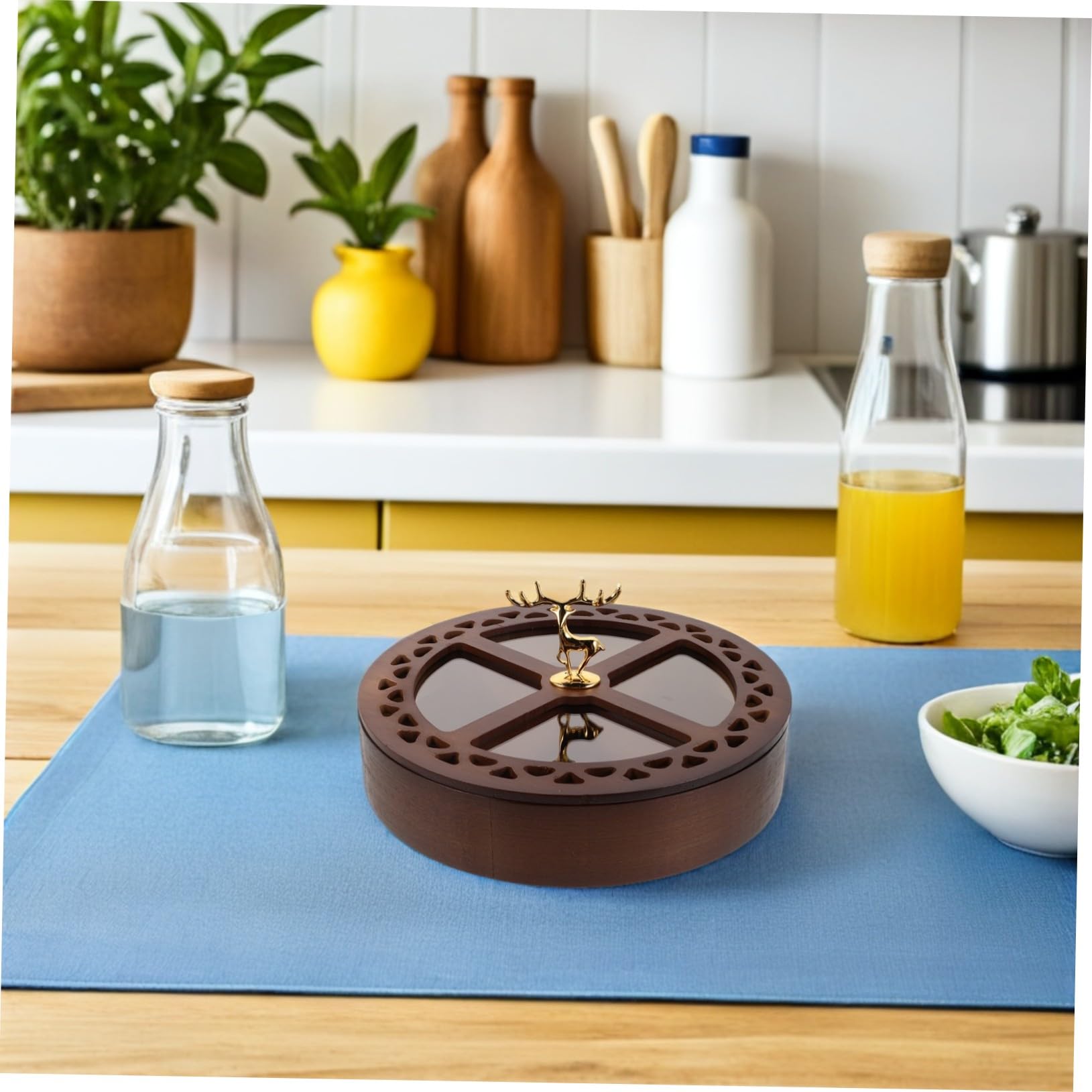 Zerodeko Boîte De Rangement à Couvercle avec Quatre Compartiments pour Fruits Secs Et Noix Plat De Service à Bonbons Et Noix Hermétique