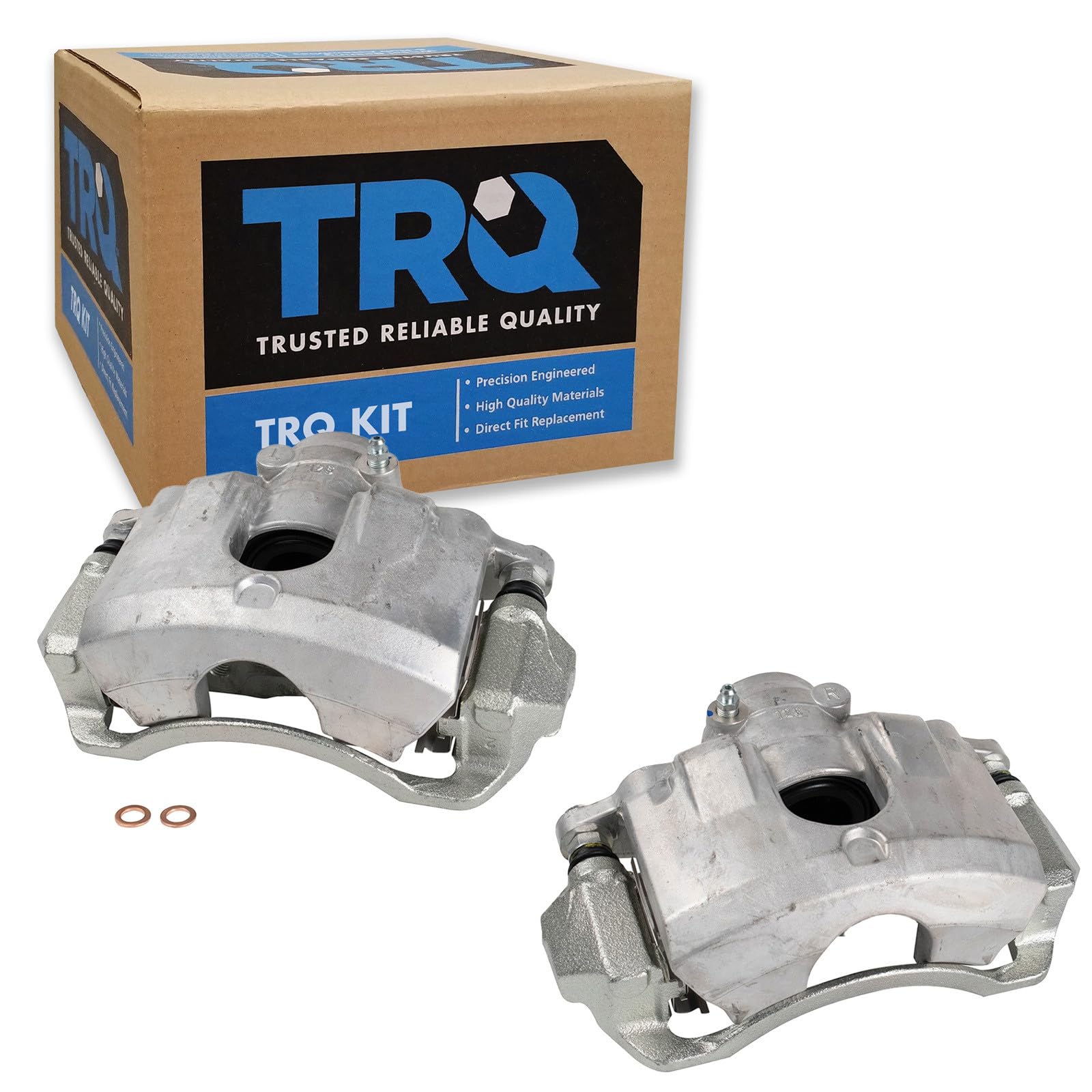 TRQ Front Driver and Passenger Side Brake Caliper Set Caliper Brackets