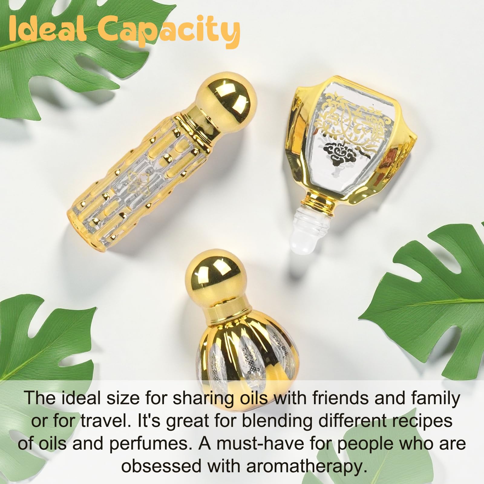 6 Pcs Vintage Cristal Botellas Roll On, 6 ml Árabes Perfumes para Aceites Esenciales Rellenable Vacías Pequeñas Botellas, para Cosméticos aceites esenciales perfumes Aromaterapia Masajes