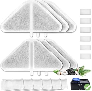 6 Sets of Replacement Filters for 230oz/7L Dog Water Fountain, GISOFIK Cat Water Fountain Filters, 5 Layers Filtration System Pet Fountain Filters Replacement (6 Filters+6 Mesh Bag+6 Sponge)