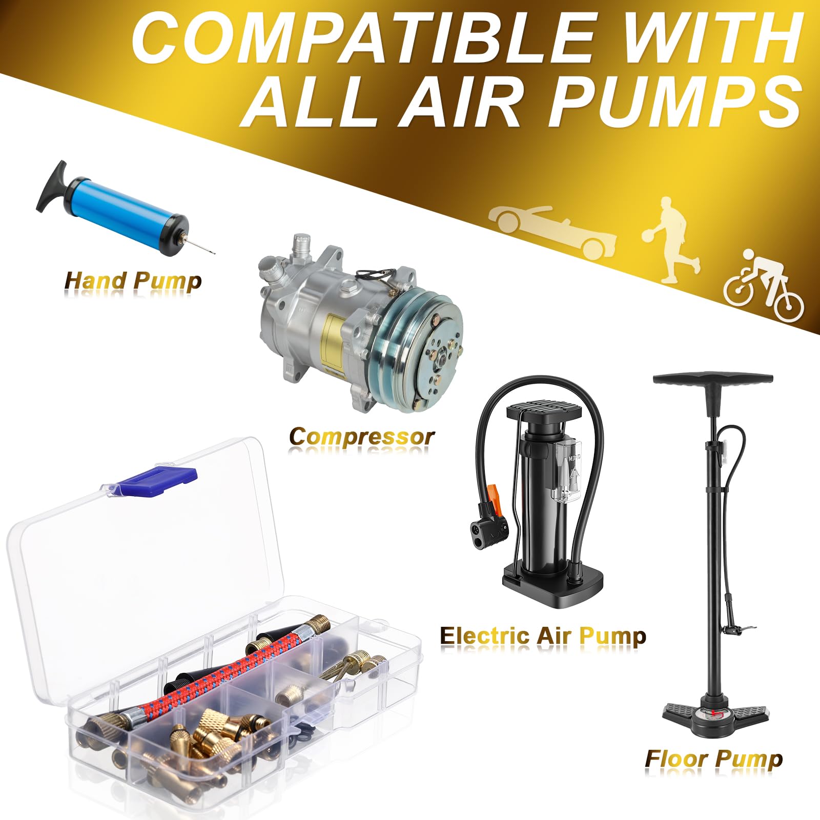 Set 6 Adattatori Per Valvole - Per Pompe Bicicletta, Palloni E Materassi Ad Aria - Foto 10