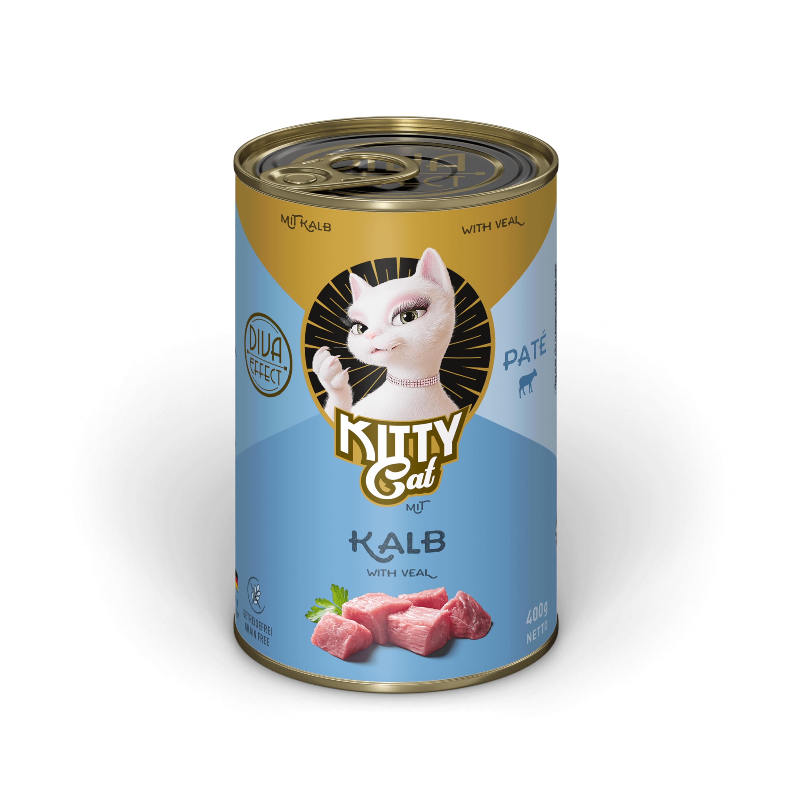 KITTY Cat Paté Konijn, 6 x 85 g, natvoer voor katten, graanvrij kattenvoer met taurine, zalmolie en groenlipmossel, volledig voer met een hoog vleesgehalte, Made in Germany
