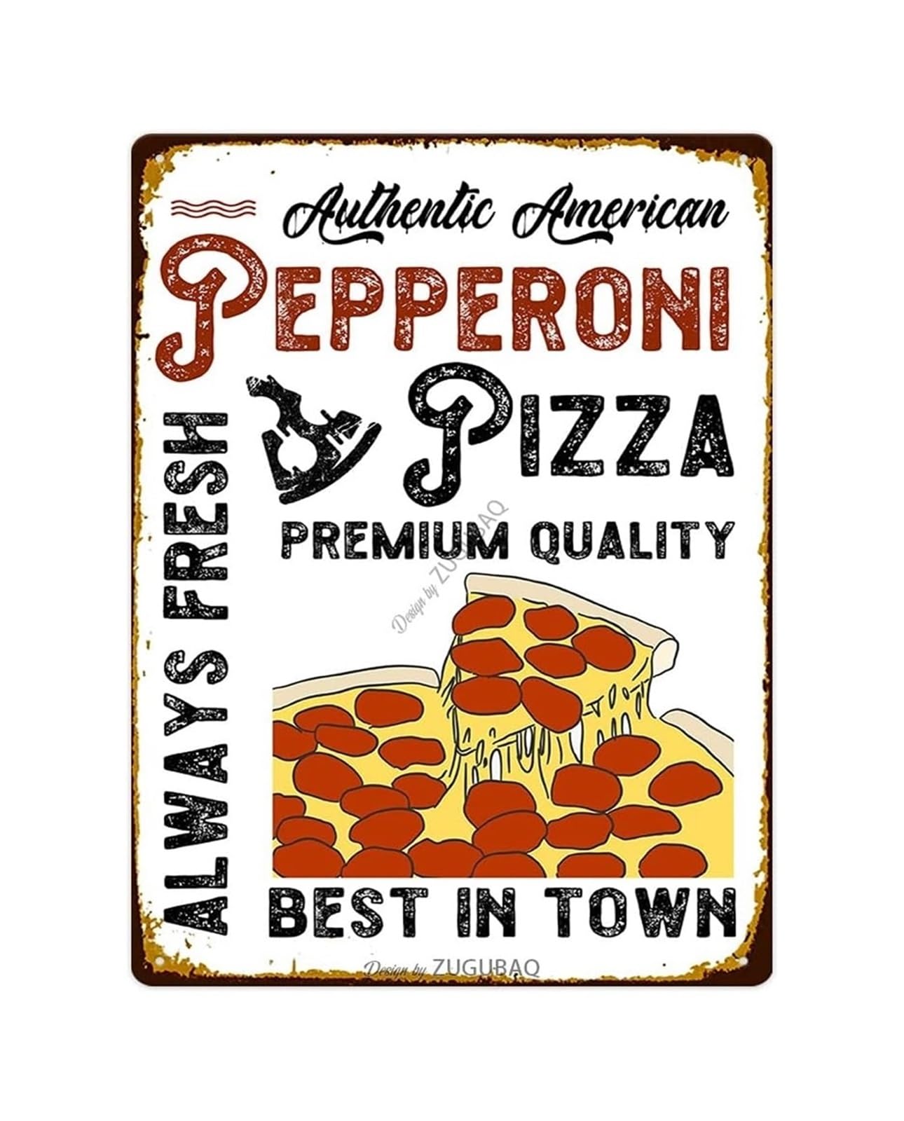 CBQZCHWDKT Pizza Party Metal Tin Sign Vintage Funny Wall Decor for Man Cave Basement Sports Bar Kitchen 8 X 12 inch