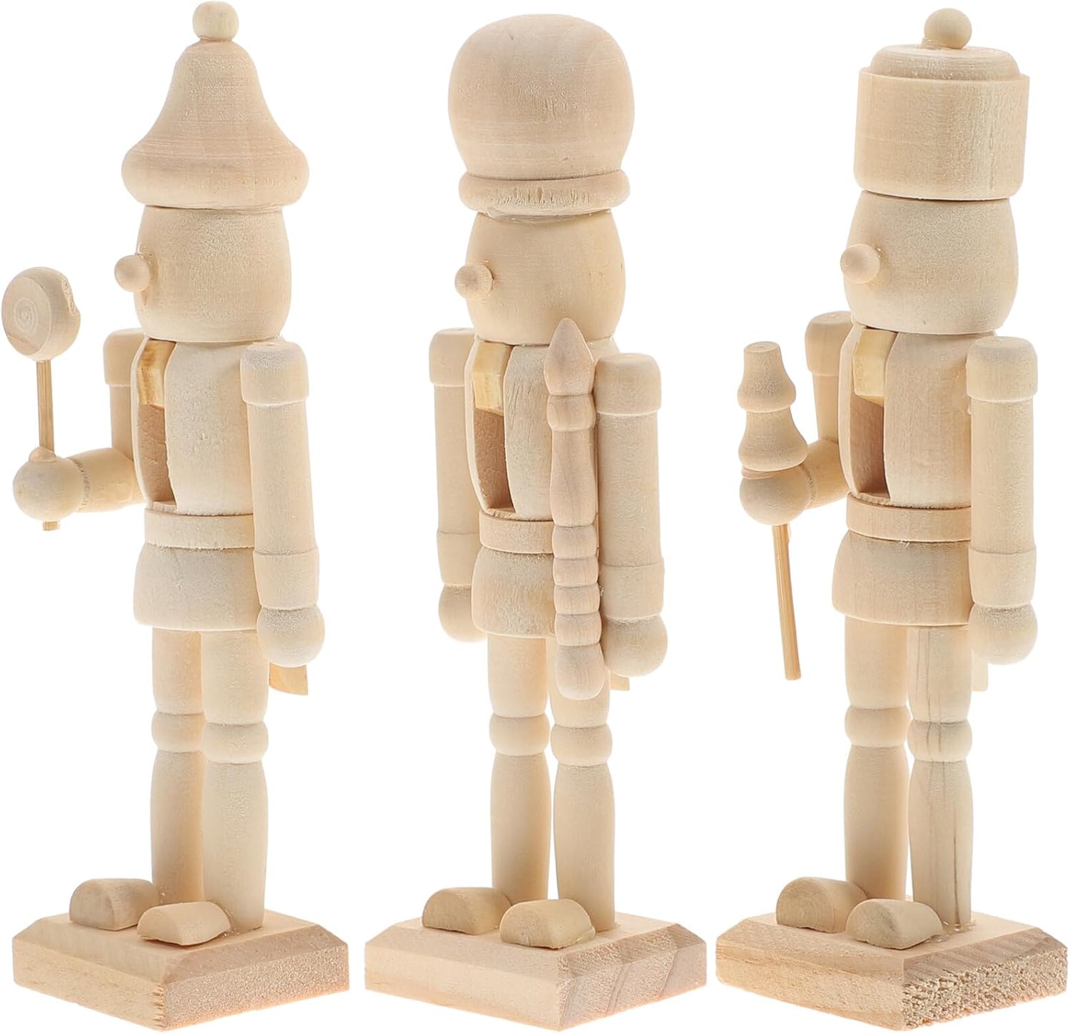 MAGICLULU 3Pcs Christmas Wooden Unfinished Nutcracker Wooden Nutcracker to Paint
