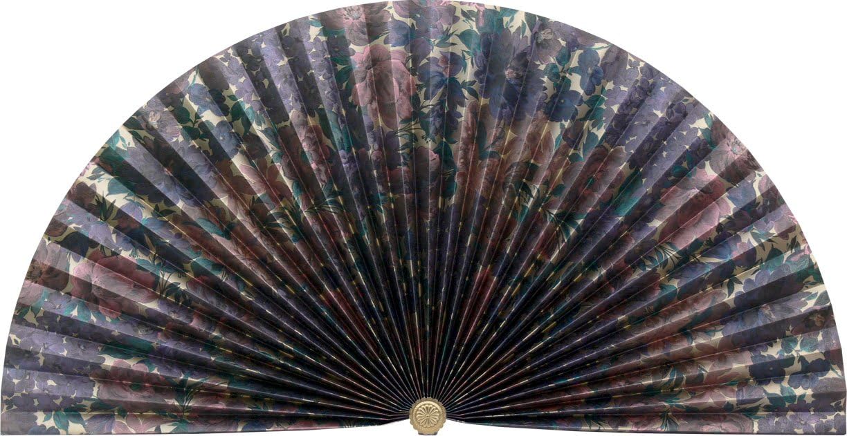 --CLOSEOUT- Decorative Fan, Hearth Screen, or Overdoor Wall Hanging - L254 - Floral: Purples on Gold