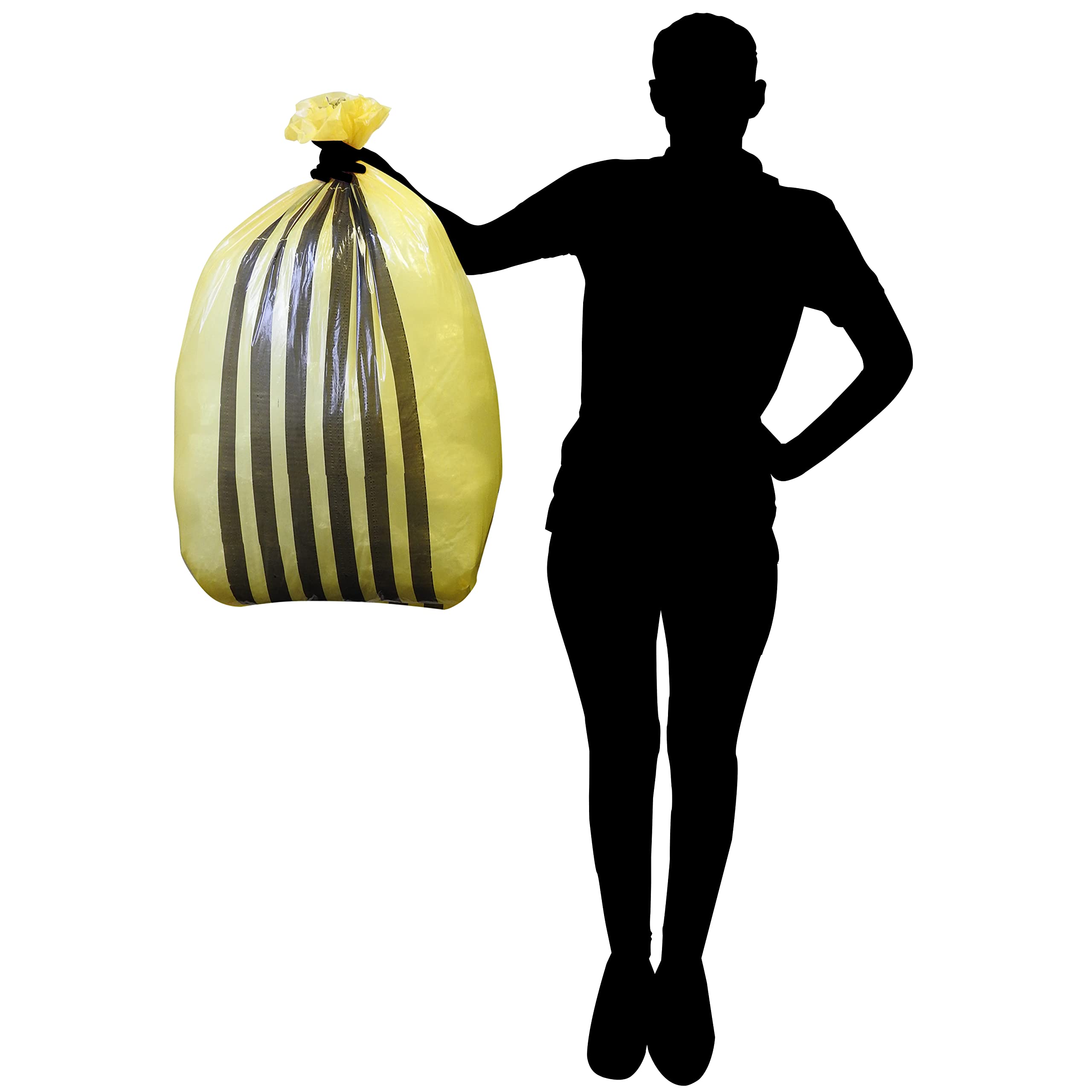 RE-GEN Biohazard Clinical Waste Disposal Tiger Stripe Sacks Bags (2 Rolls, 100 Individual Bags) Size 72x87cm, 70Litre