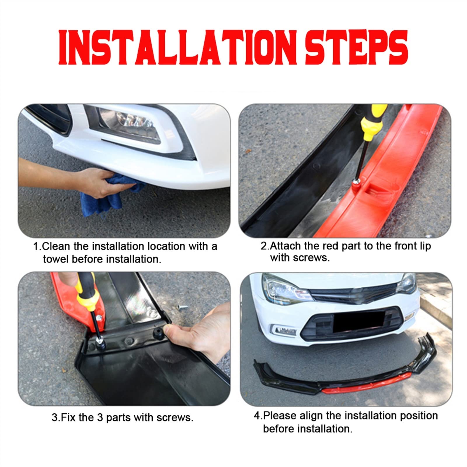 WOHOOD Accesorios 4X Separador De Parachoques Delantero De Coche Desmontable Labio para Subaru WRX STI para Impreza BRZ Todos Los Modelos Difusor De Parachoques De Alerón