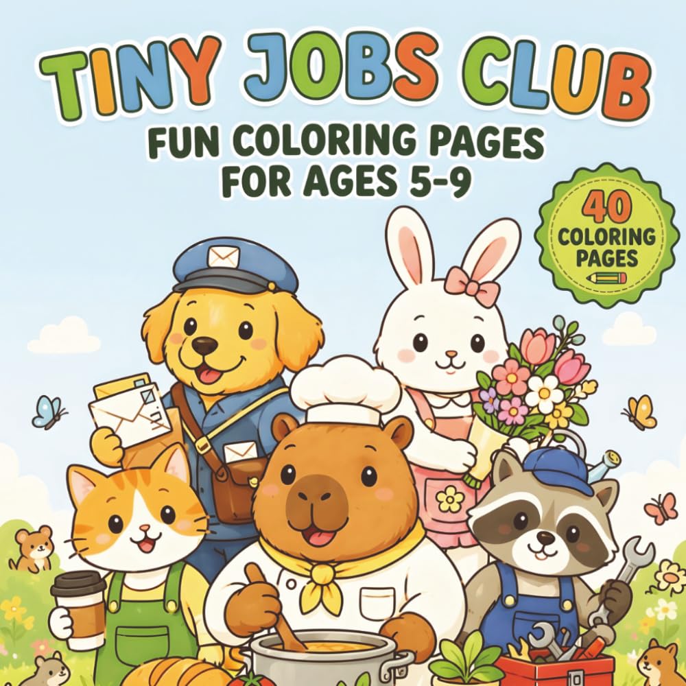 Tiny Jobs Club: Fun Coloring Pages for Ages 5-9