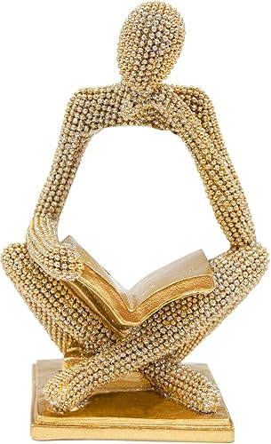 Miniatura 7 de Estatua dorada brillante de lectura para mujer, esculturas de pensador, adorno de arte abstracto, decoración de figura estética moderna para el