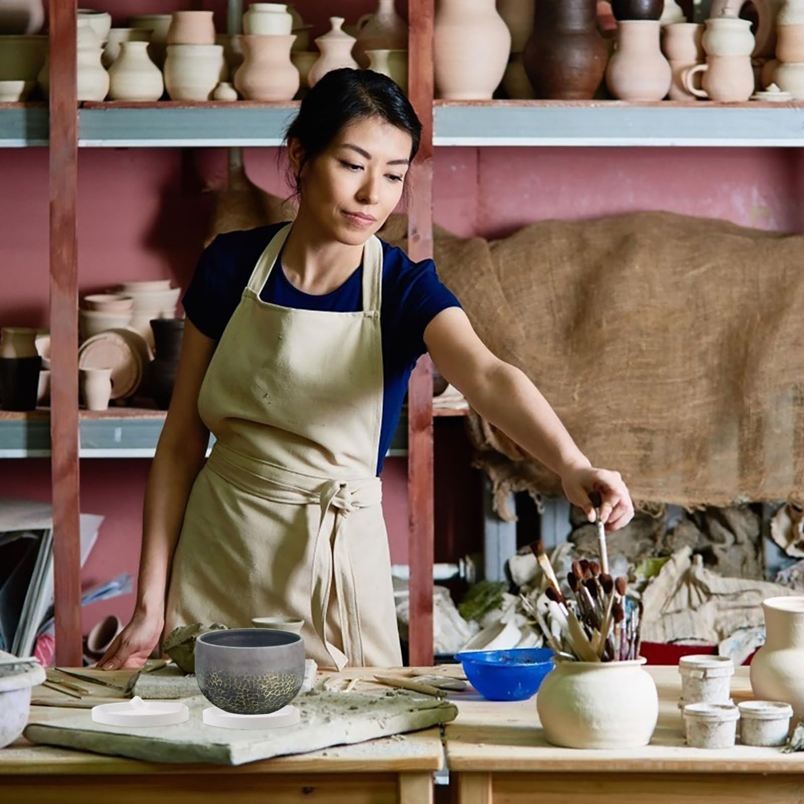 OSALADI 2Pcs Reusable Ceramic Mats Oxide Support Discs for Pottery Kiln Tools Durable Firing Accessories for Glaze Firing and Work