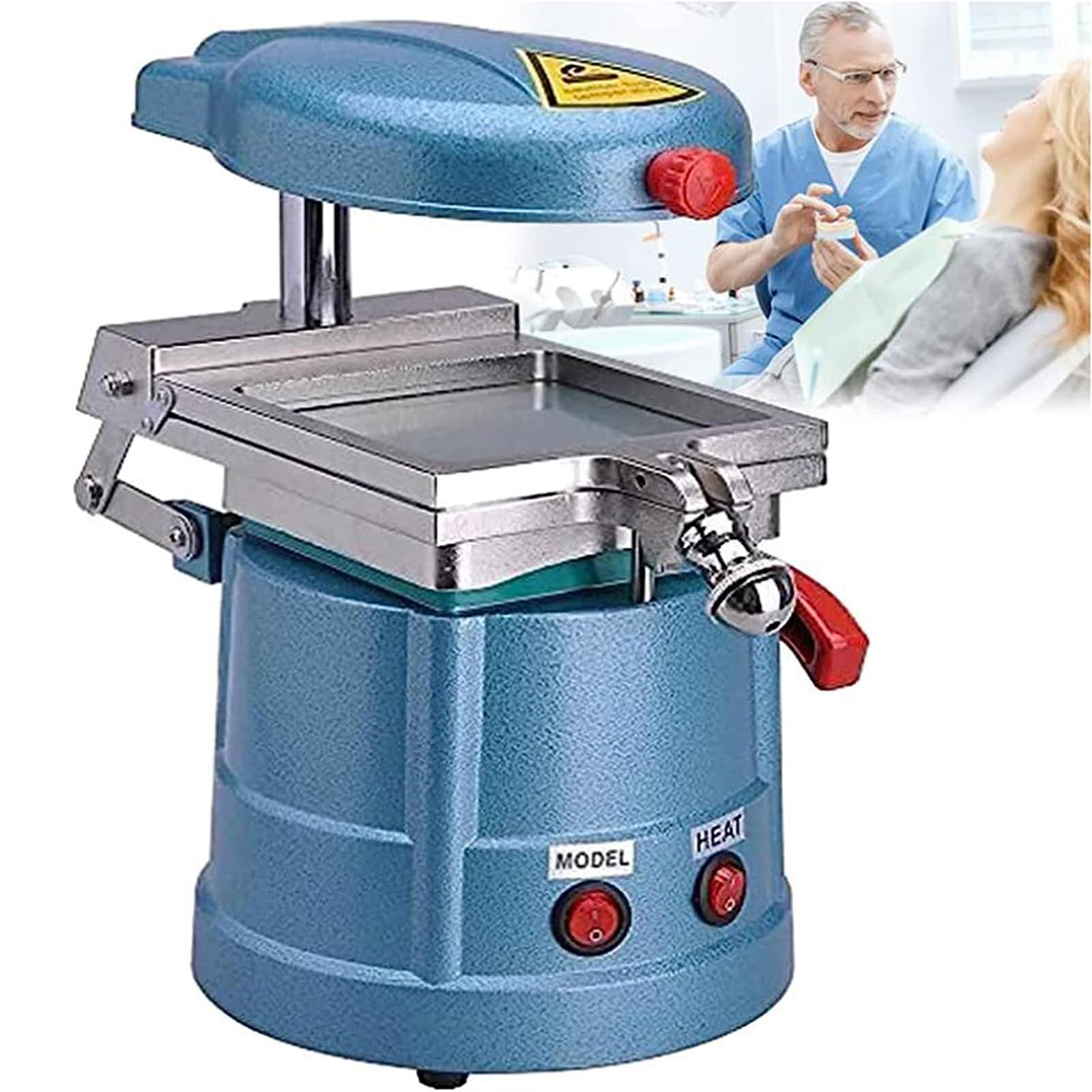 JOSBY Maszyna do formowania próżniowego dentystycznego ze stalowymi kulkami, rotacyjne urządzenie termiczne 360°, laminator ortodontyczny, sprzęt laboratoryjny do klinik dentystycznych i badań