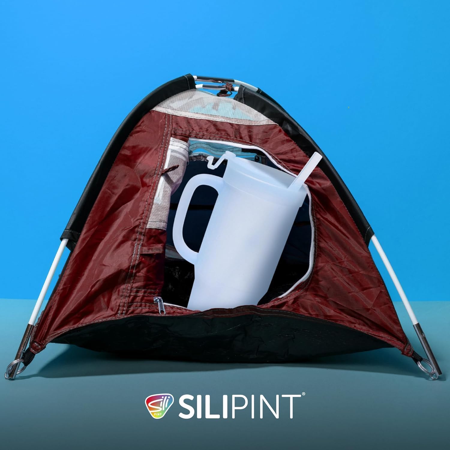 Silipint 32oz Silicone Humbler Tumbler with Handle, Flip Lid and Straw – BPA-Free, Non-Toxic, Unbreakable, Microwave, Dishwasher Safe – Perfect for Tea, Cold Water, Icicle - Pack of 2