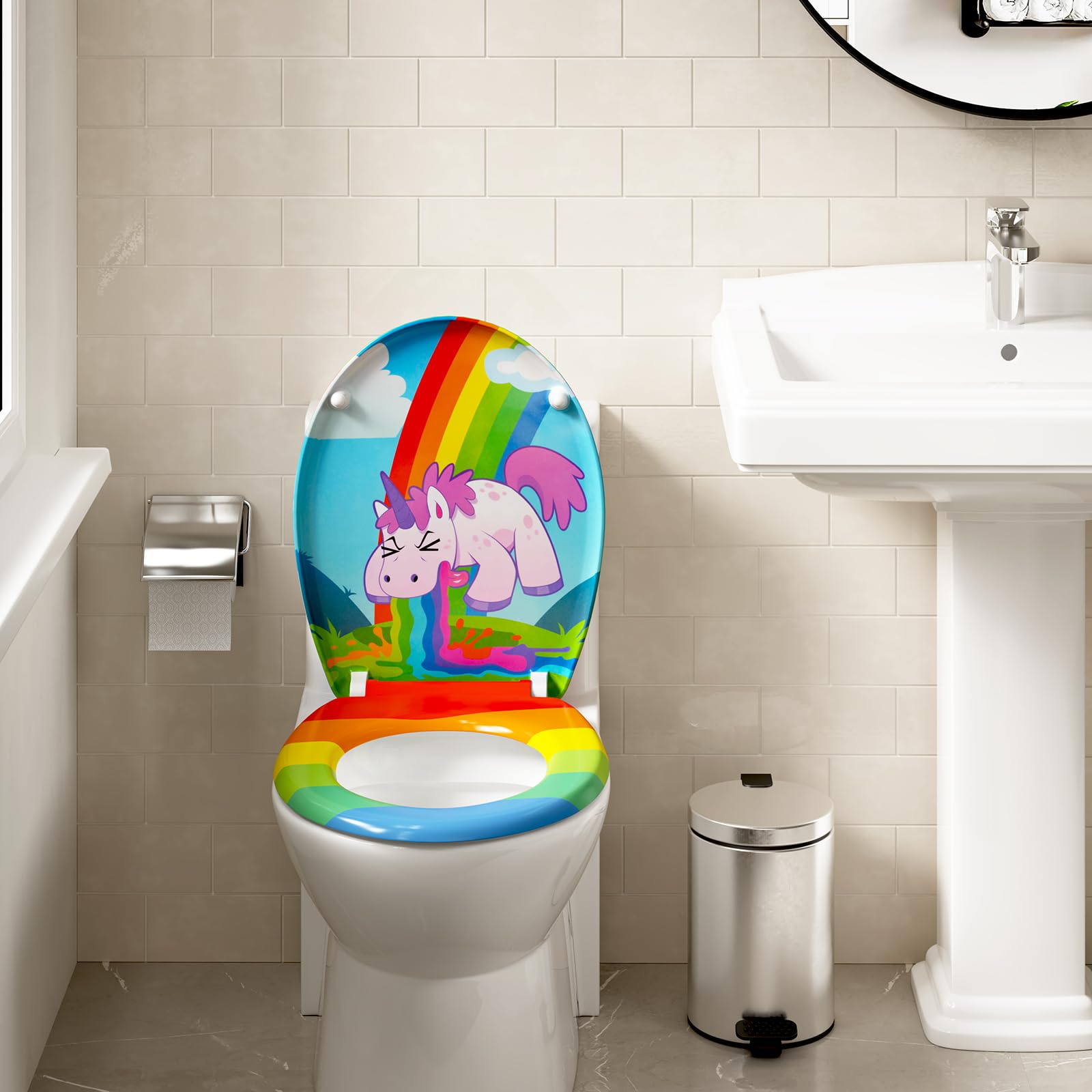 WOLTU Couvercle de WC avec SoftClose fonction,Abattant WC en Duroplaste Siège de toilette Design Déco