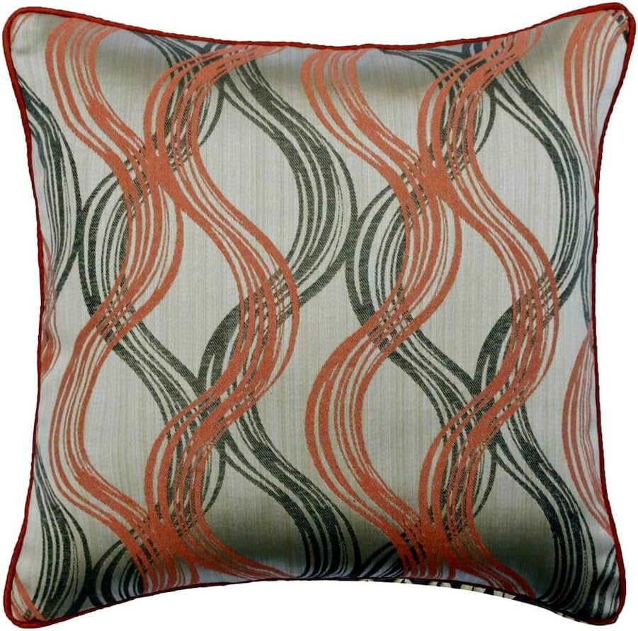 The HomeCentric Throw Pillow Covers, Grey Designer Fabric Pillow Covers 16x16 inch (40x40 cm) Jacquard Zippered Pillow Covers, Abstract, Swirls, Contemporary Accent Pillow Covers - Grey Trance