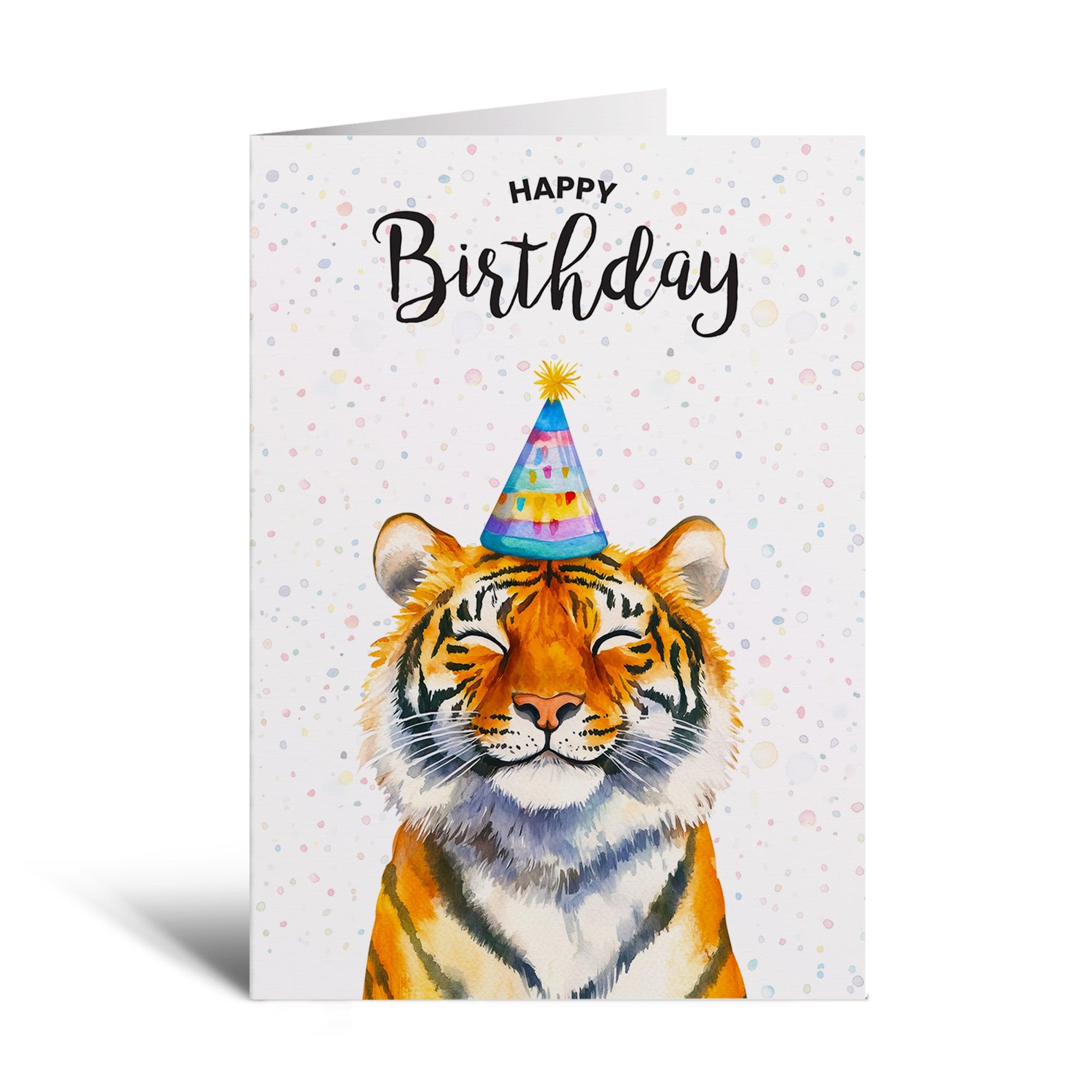 Postcard Prints - Tiger Illustration Birthday Card - Perfect for Him or Her - Animal Lover's Delight - 5x7 Inch - Matte Finish - Brown Kraft Envelope Included - 5 Card Pack โ image 1