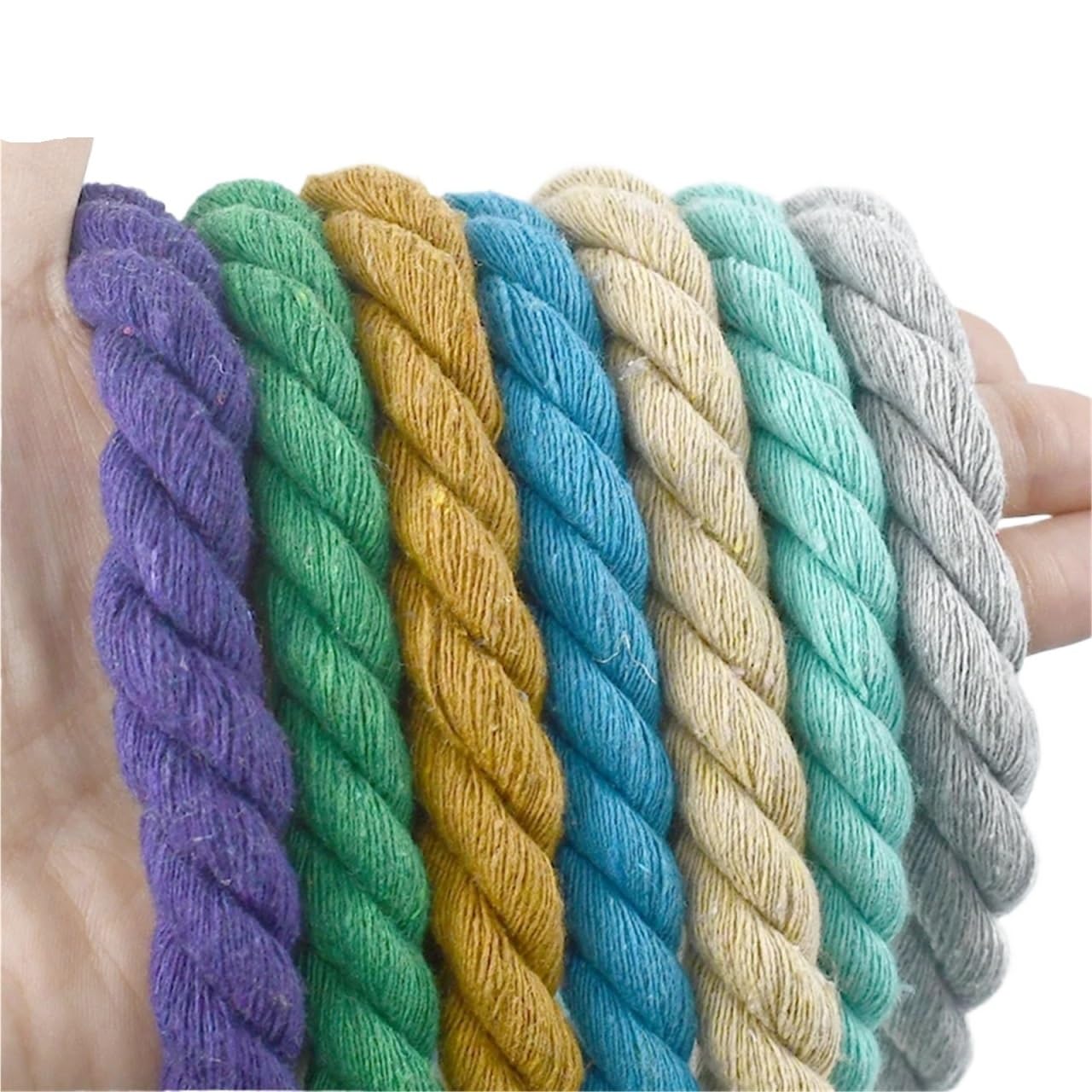 Bawełniany sznurek do makramy, Skręcony sznurek bawełniany 12mm 1-5M 3 nici wielokolorowy pleciony Home Decor DIY