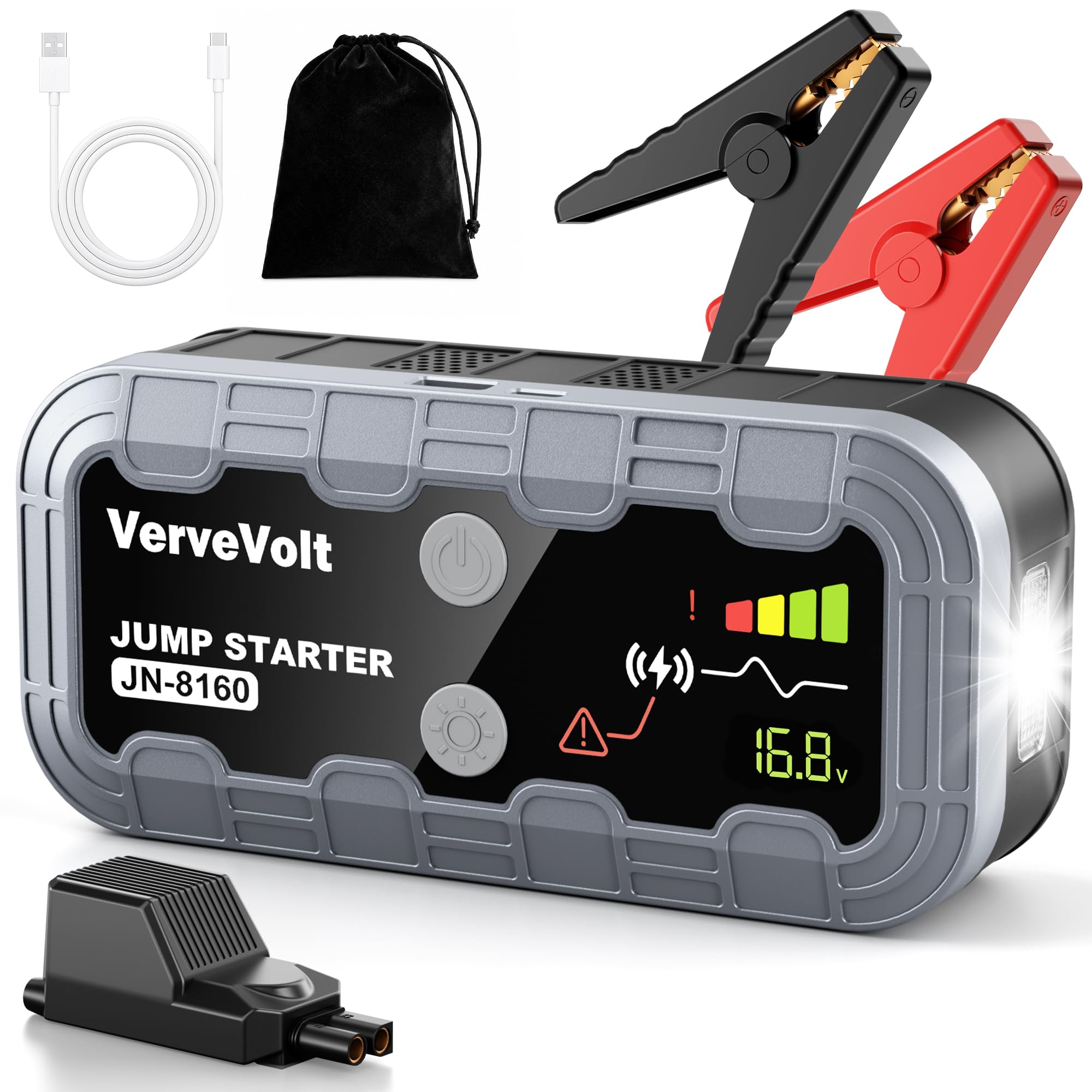 𝟲𝟭% 𝟬𝗙𝗙 𝟭𝟬𝟬𝟬𝟬𝗔 Arrancador de Baterias de Coche - Arrancador de Coches Portatil(10L Gas & 9L Diesel), Booster Bateria Grand éCran LCD y Linterna LED, Jump Starter, Upgrade