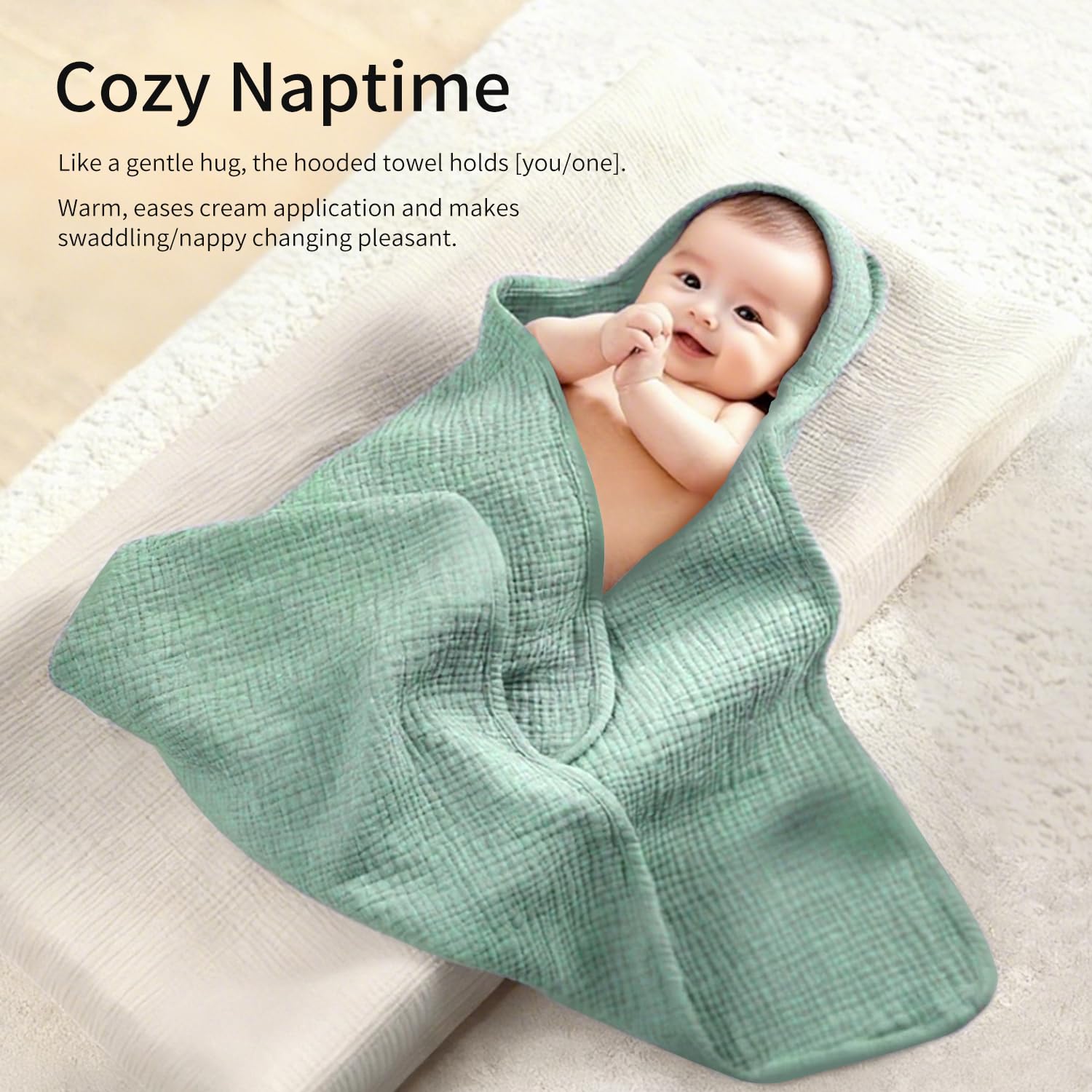 Confezione da due Accappatoio Neonato, 90x90cm Cappuccio Per Bambini,Cappuccio per Neonato 100% Cotone Asciugamano,Asciugamano Morbido e Super Assorbente per Neonati e Bambini 0-3 Anni