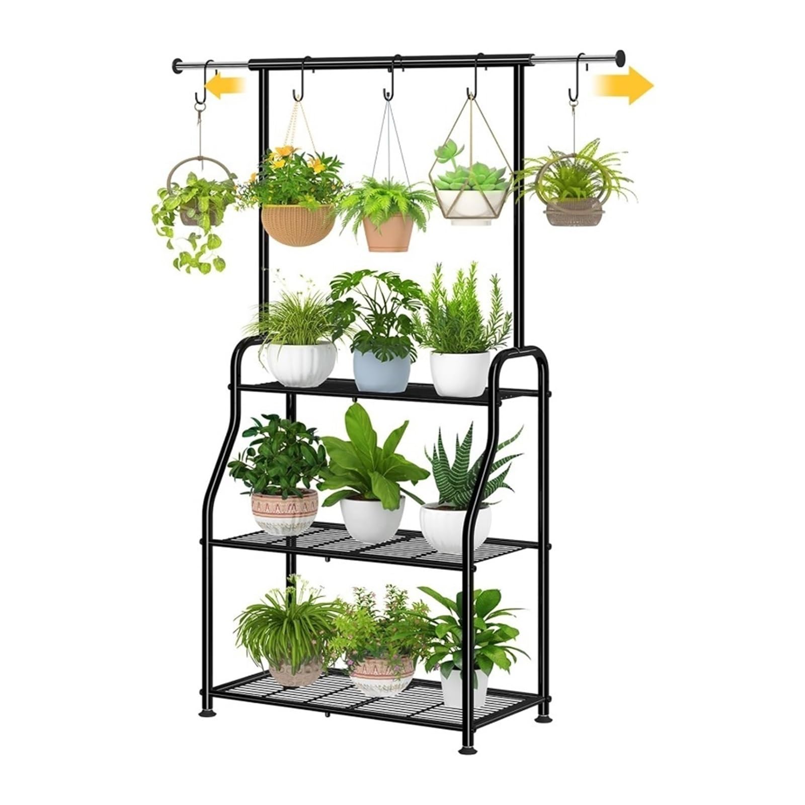 Gv8pA5fj7b Corner flower rack Plant rack indoor and outdoor heavy duty metal 3-layer hanging plant suitable for multi-flower pot tall