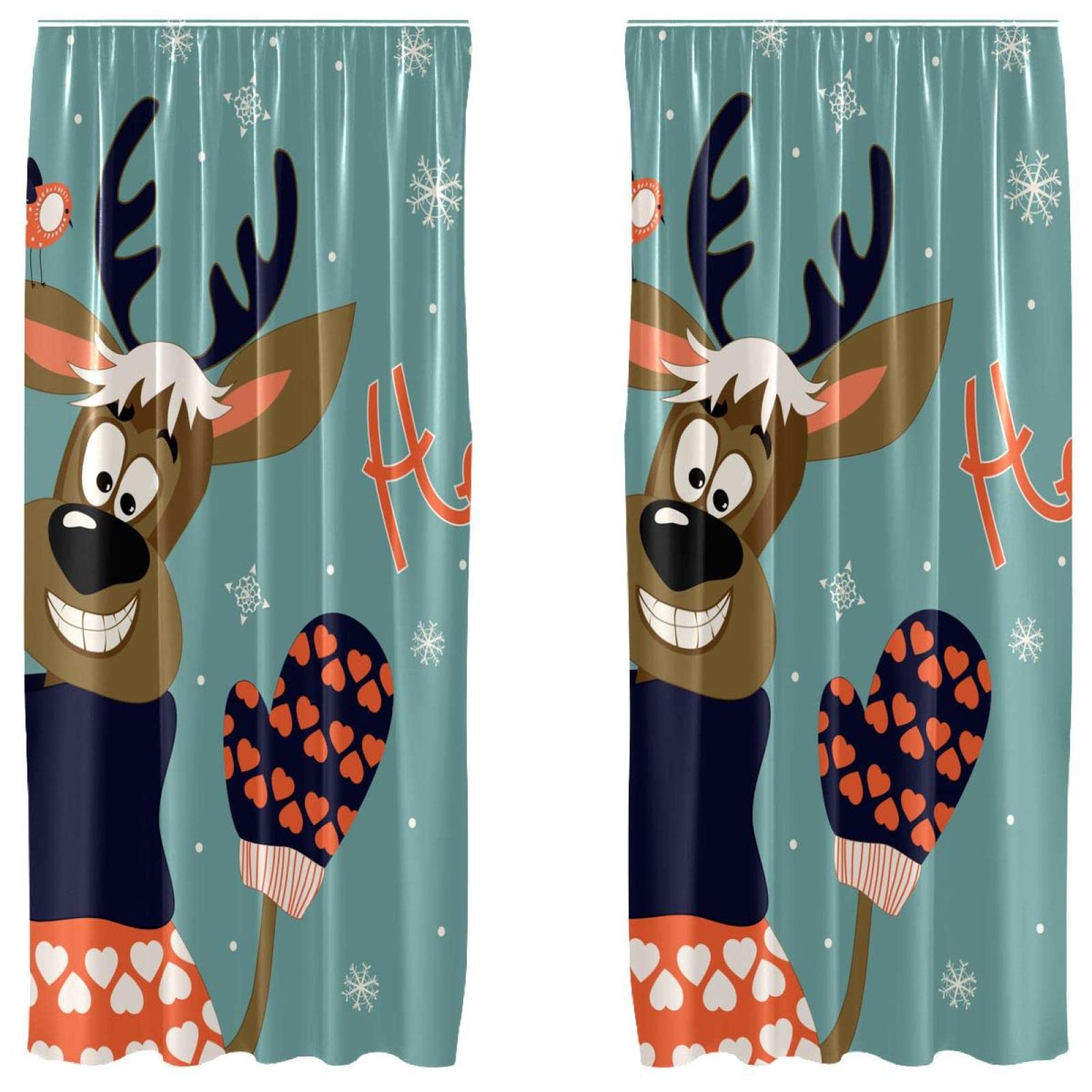 Rideaux Noël Renne 140x213 cm | Déco Salon Festive Lot de 2